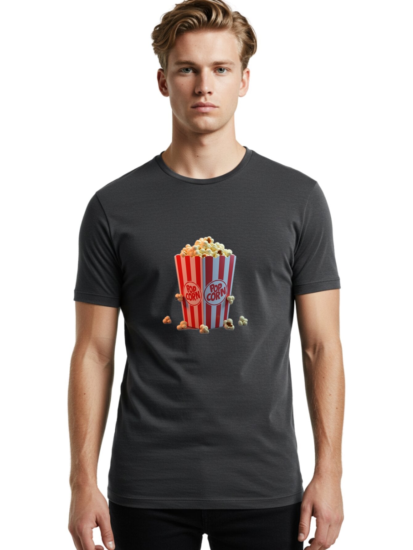 Pop-Corn-3 Men'S Graphic Tee, 100% Cotton, Comfortable Casual Summer Wear, Machine Washable, Vintage Camera, Old Camera, Antique Camera, Black Camera, Classic Photography, Photography Equipment, Nostalgic Device, Film Camera, Camera Art Ban185 16