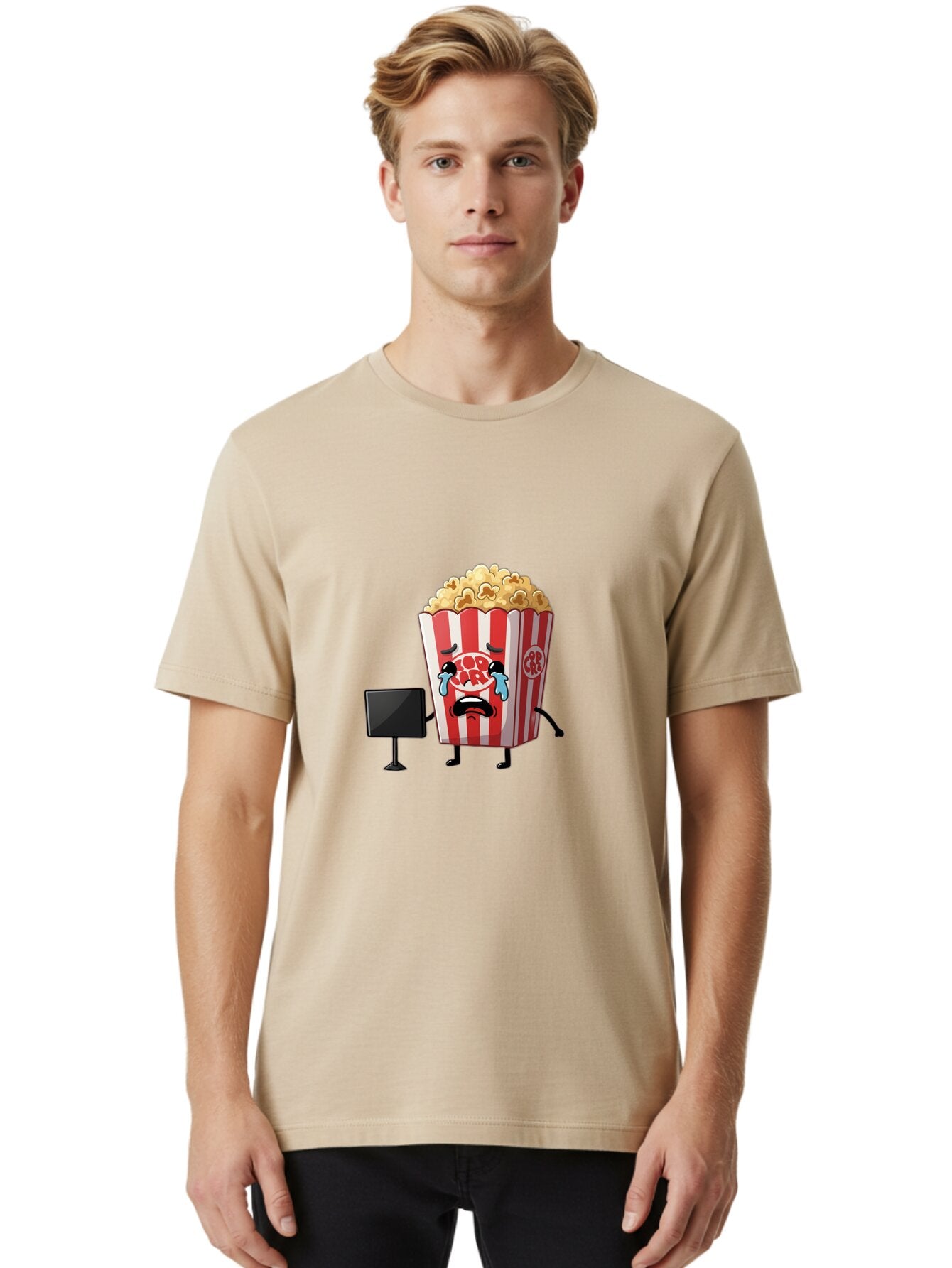 Pop-Corn-4 Men'S Graphic Tee, 100% Cotton, Comfortable Casual Summer Wear, Machine Washable, Vintage Camera, Old Camera, Antique Camera, Black Camera, Classic Photography, Photography Equipment, Nostalgic Device, Film Camera, Camera Art Ban186 24