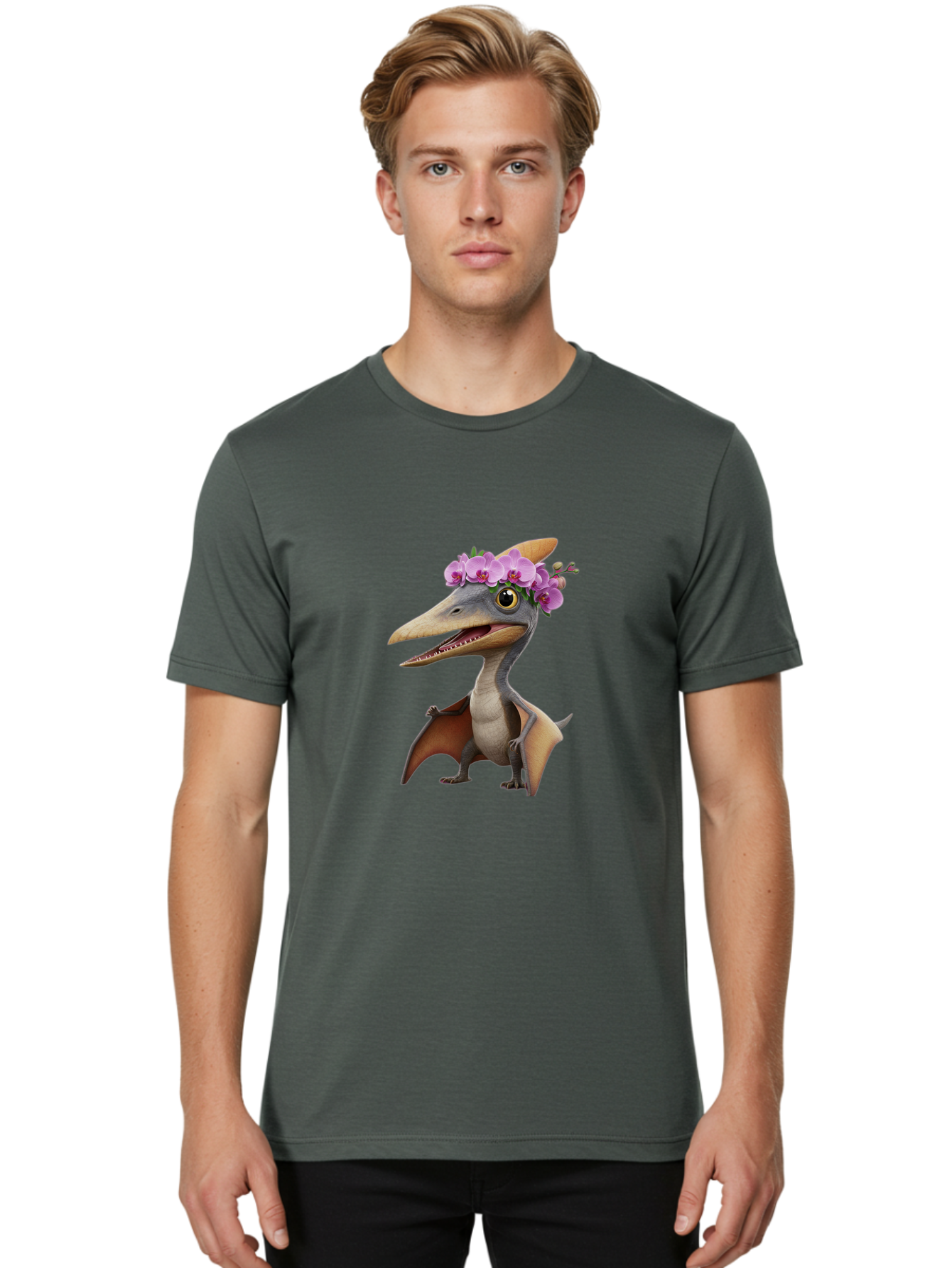 Pterodactyl-With-Flowers Men'S Graphic Tee, 100% Cotton, Comfortable Casual Summer Wear, Machine Washable, Vintage Camera, Old Camera, Antique Camera, Black Camera, Classic Photography, Photography Equipment, Nostalgic Device, Film Camera, Ban208 23