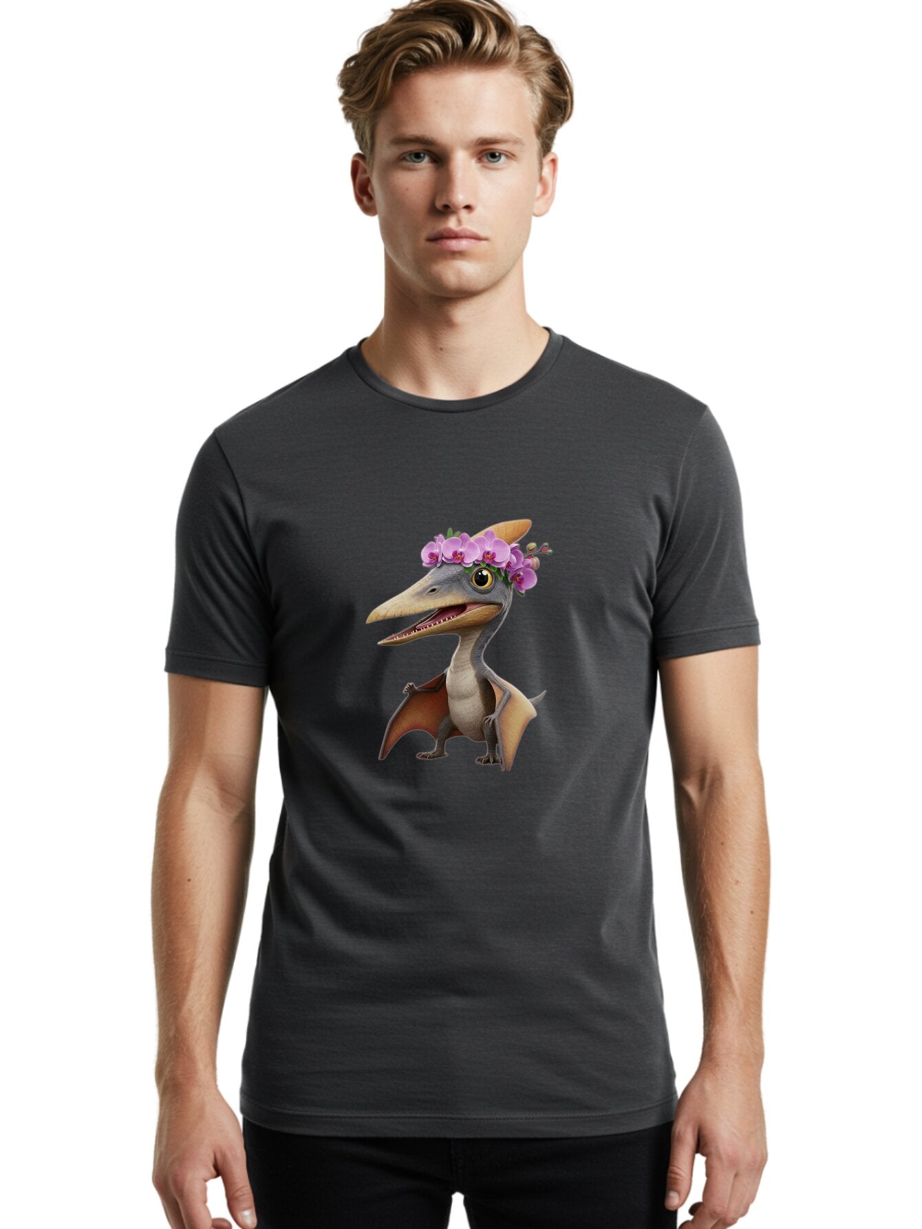 Pterodactyl-With-Flowers Men'S Graphic Tee, 100% Cotton, Comfortable Casual Summer Wear, Machine Washable, Vintage Camera, Old Camera, Antique Camera, Black Camera, Classic Photography, Photography Equipment, Nostalgic Device, Film Camera, Ban208 21