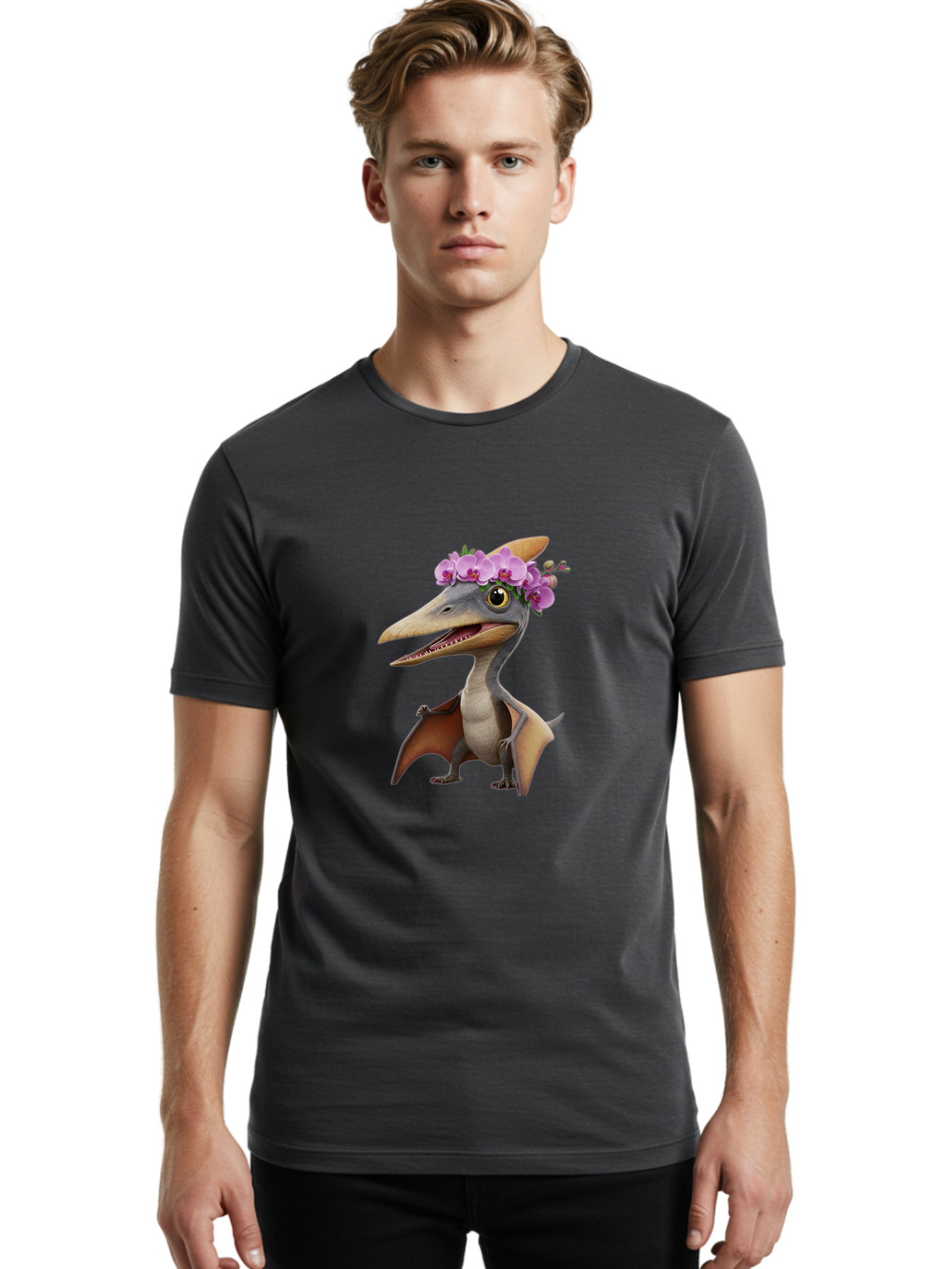 Pterodactyl-With-Flowers Men'S Graphic Tee, 100% Cotton, Comfortable Casual Summer Wear, Machine Washable, Vintage Camera, Old Camera, Antique Camera, Black Camera, Classic Photography, Photography Equipment, Nostalgic Device, Film Camera, Ban208 25