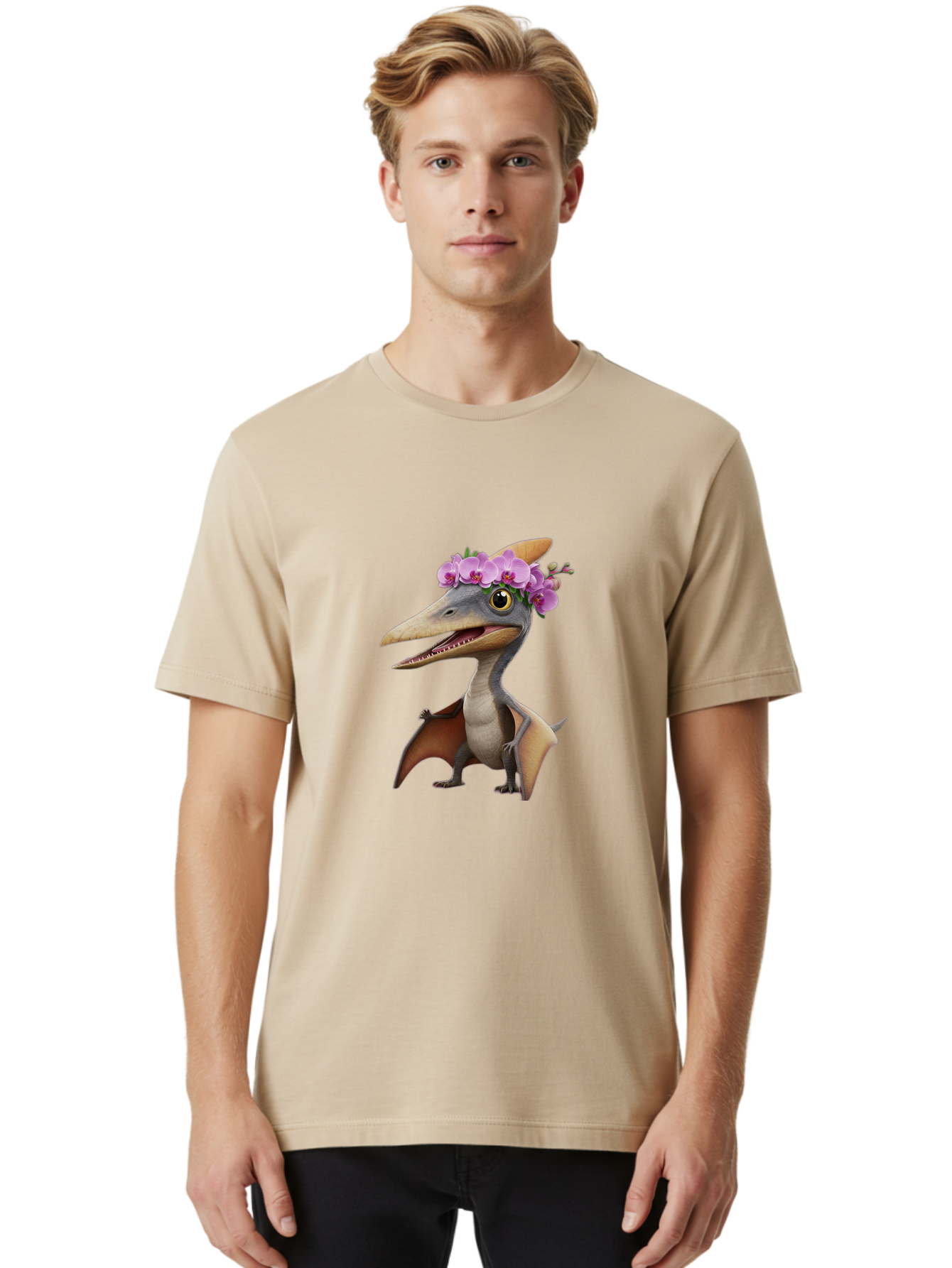 Pterodactyl-With-Flowers Men'S Graphic Tee, 100% Cotton, Comfortable Casual Summer Wear, Machine Washable, Vintage Camera, Old Camera, Antique Camera, Black Camera, Classic Photography, Photography Equipment, Nostalgic Device, Film Camera, Ban208 24