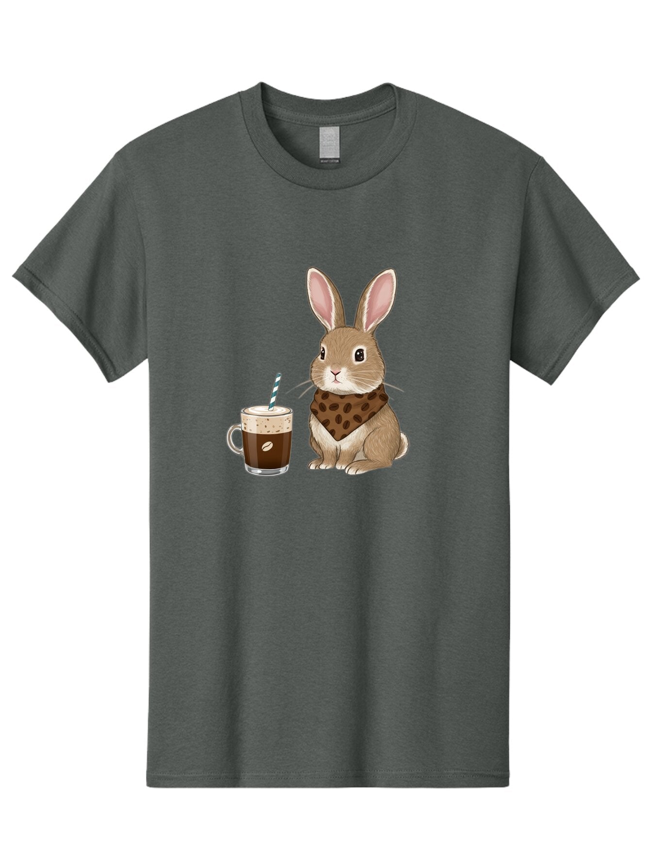 Rabbit-With-Coffee-And-Bandana Men'S Graphic Tee, 100% Cotton, Comfortable Casual Summer Wear, Machine Washable, Vintage Camera, Old Camera, Antique Camera, Black Camera, Classic Photography, Photography Equipment, Nostalgic Device, Ban243 6