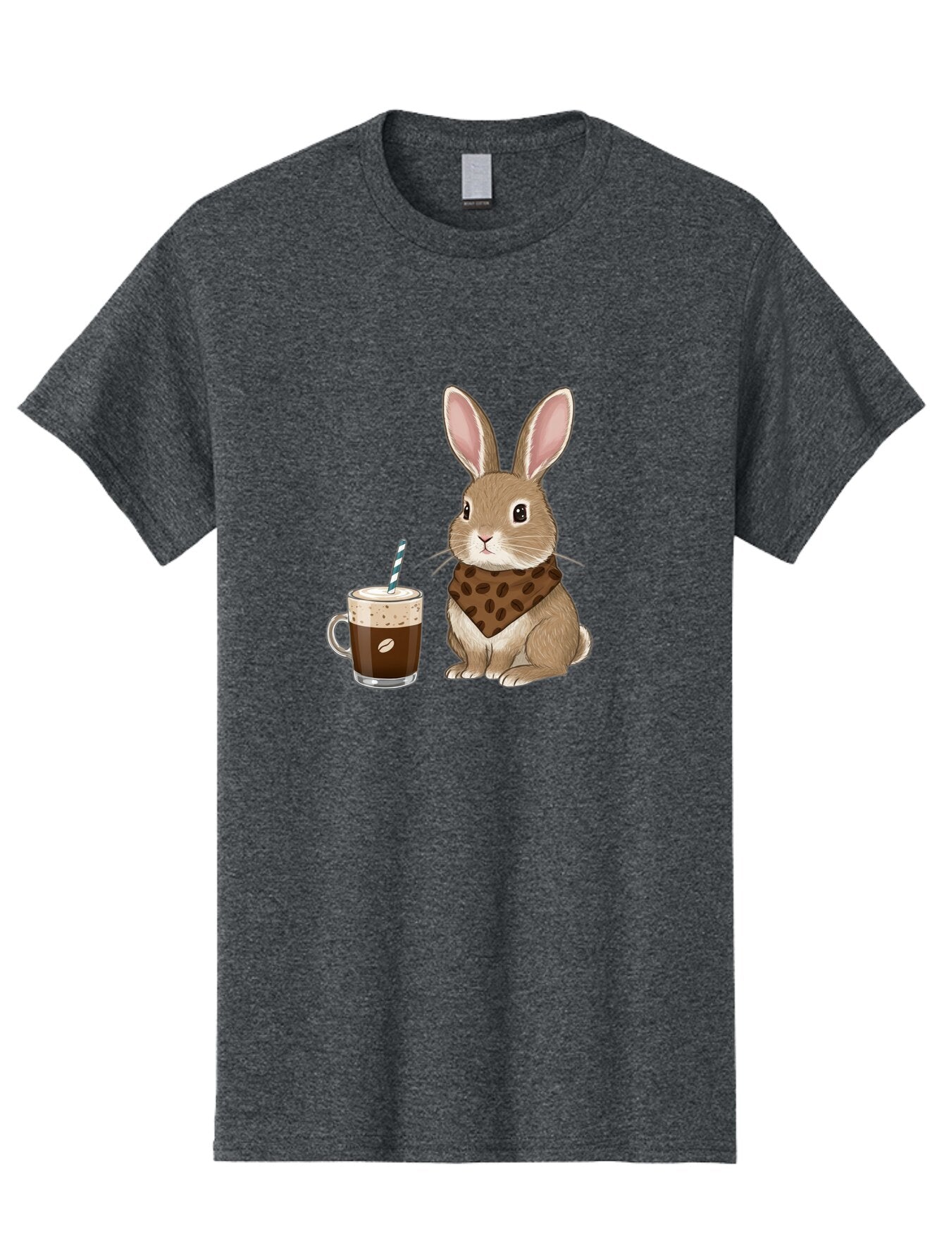 Rabbit-With-Coffee-And-Bandana Men'S Graphic Tee, 100% Cotton, Comfortable Casual Summer Wear, Machine Washable, Vintage Camera, Old Camera, Antique Camera, Black Camera, Classic Photography, Photography Equipment, Nostalgic Device, Ban243 7