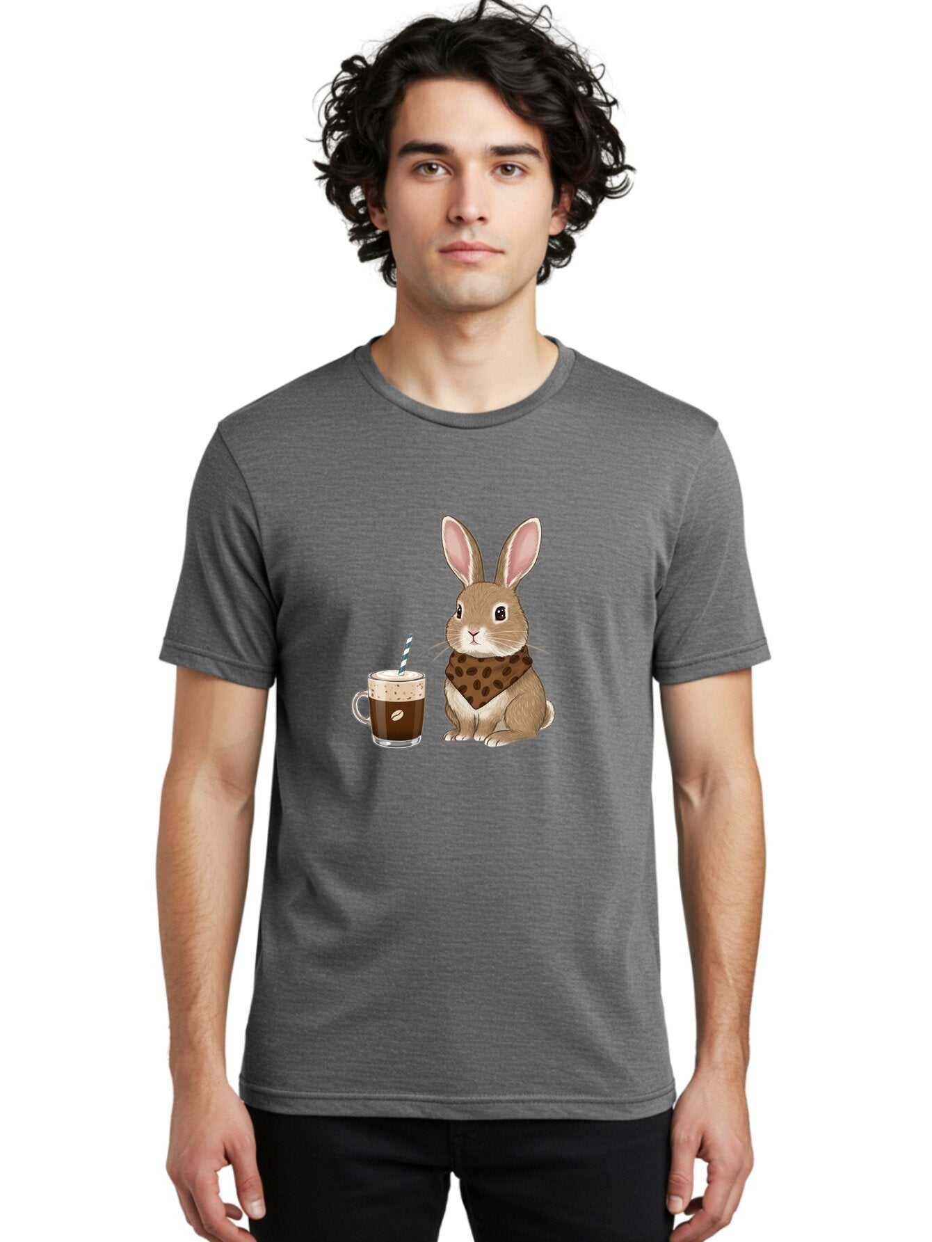 Rabbit-With-Coffee-And-Bandana Men'S Graphic Tee, 100% Cotton, Comfortable Casual Summer Wear, Machine Washable, Vintage Camera, Old Camera, Antique Camera, Black Camera, Classic Photography, Photography Equipment, Nostalgic Device, Ban243 22