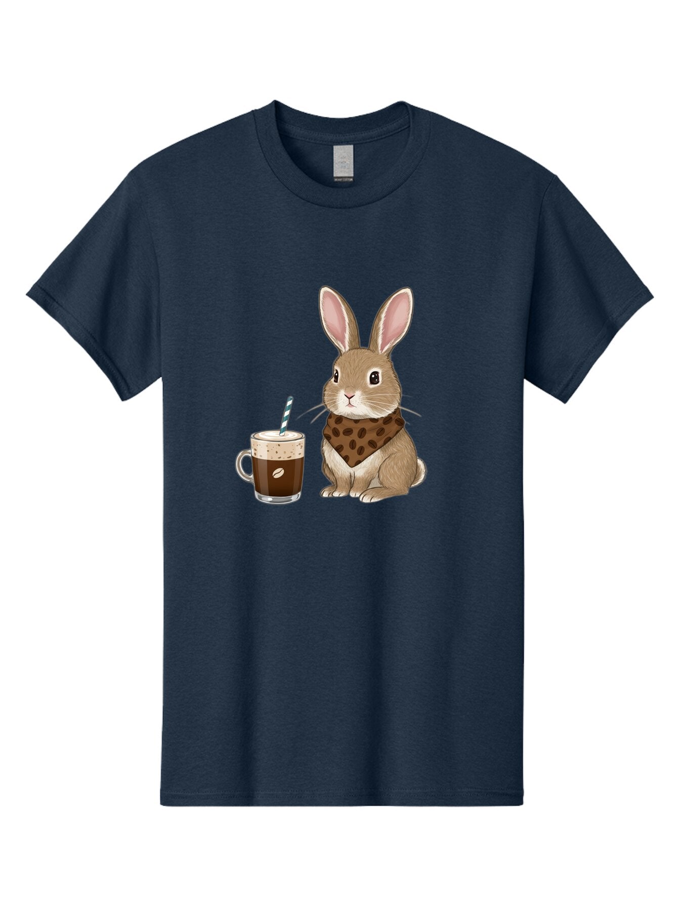Rabbit-With-Coffee-And-Bandana Men'S Graphic Tee, 100% Cotton, Comfortable Casual Summer Wear, Machine Washable, Vintage Camera, Old Camera, Antique Camera, Black Camera, Classic Photography, Photography Equipment, Nostalgic Device, Ban243