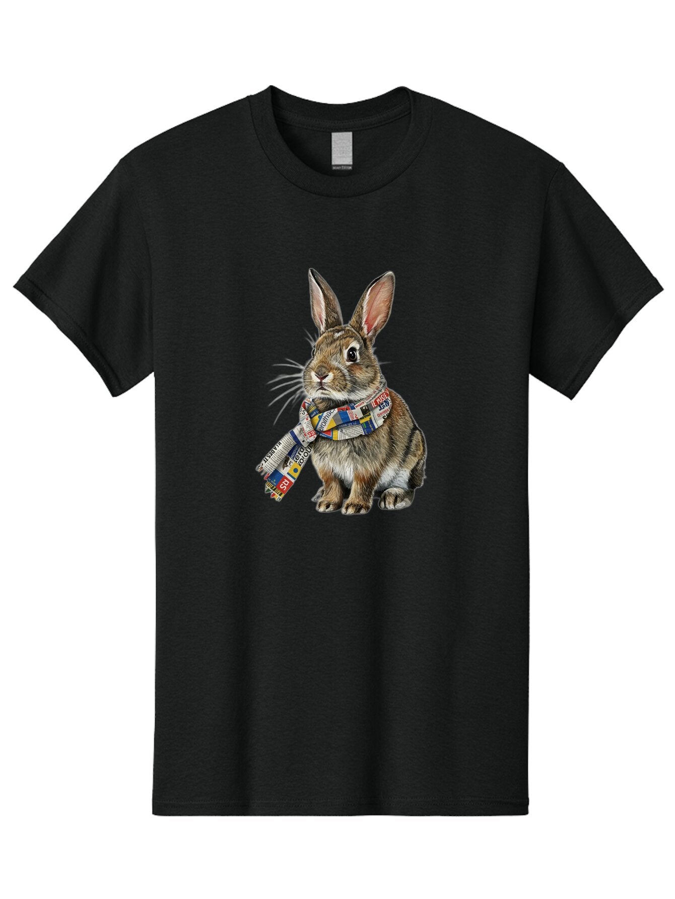 Rabbit-With-News-Scarf Men'S Graphic Tee, 100% Cotton, Comfortable Casual Summer Wear, Machine Washable, Vintage Camera, Old Camera, Antique Camera, Black Camera, Classic Photography, Photography Equipment, Nostalgic Device, Film Camera, Ban244 7
