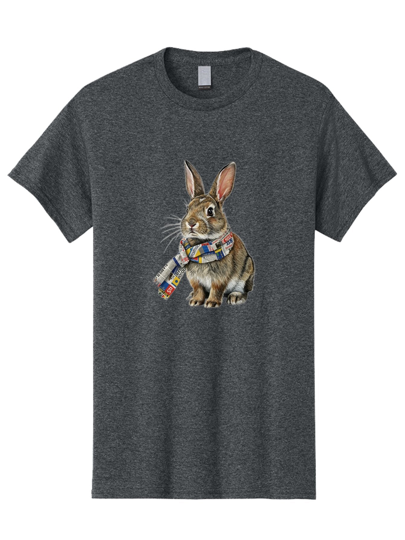 Rabbit-With-News-Scarf Men'S Graphic Tee, 100% Cotton, Comfortable Casual Summer Wear, Machine Washable, Vintage Camera, Old Camera, Antique Camera, Black Camera, Classic Photography, Photography Equipment, Nostalgic Device, Film Camera, Ban244
