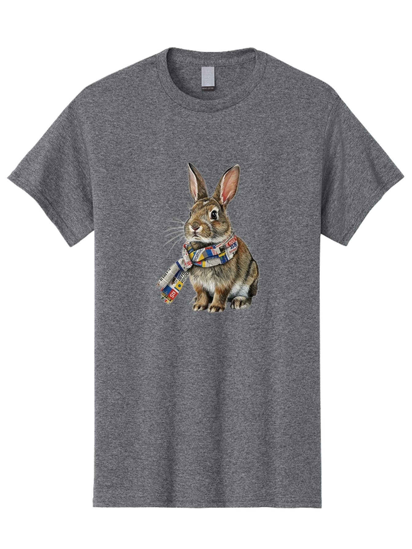 Rabbit-With-News-Scarf Men'S Graphic Tee, 100% Cotton, Comfortable Casual Summer Wear, Machine Washable, Vintage Camera, Old Camera, Antique Camera, Black Camera, Classic Photography, Photography Equipment, Nostalgic Device, Film Camera, Ban244 5