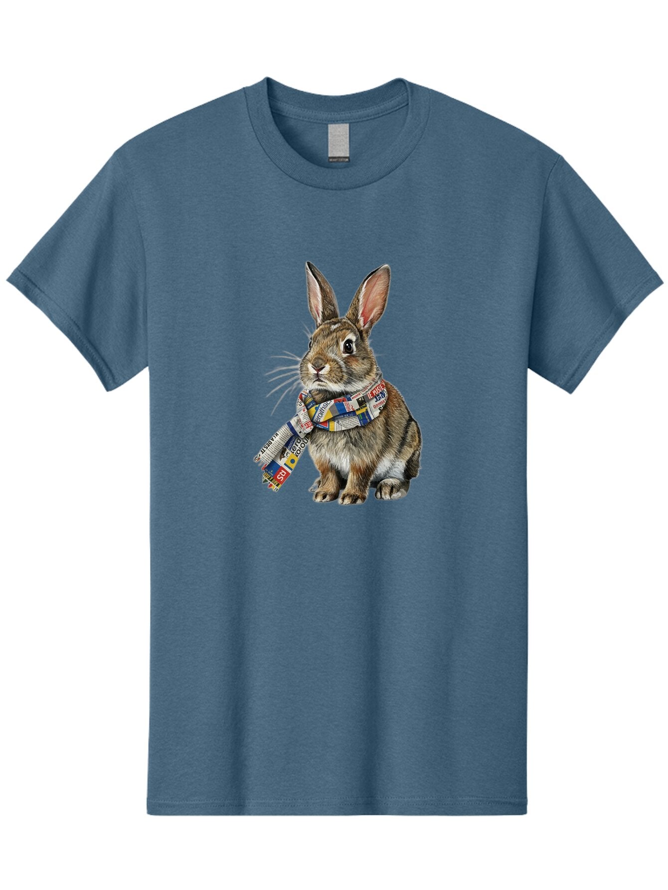 Rabbit-With-News-Scarf Men'S Graphic Tee, 100% Cotton, Comfortable Casual Summer Wear, Machine Washable, Vintage Camera, Old Camera, Antique Camera, Black Camera, Classic Photography, Photography Equipment, Nostalgic Device, Film Camera, Ban244 4