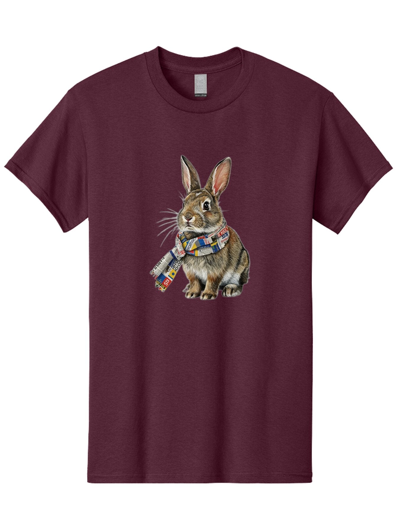 Rabbit-With-News-Scarf Men'S Graphic Tee, 100% Cotton, Comfortable Casual Summer Wear, Machine Washable, Vintage Camera, Old Camera, Antique Camera, Black Camera, Classic Photography, Photography Equipment, Nostalgic Device, Film Camera, Ban244 6