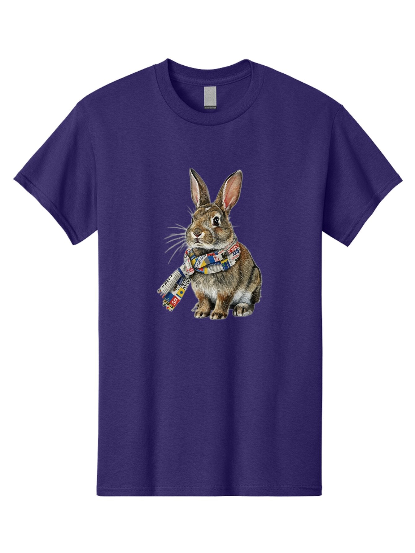 Rabbit-With-News-Scarf Men'S Graphic Tee, 100% Cotton, Comfortable Casual Summer Wear, Machine Washable, Vintage Camera, Old Camera, Antique Camera, Black Camera, Classic Photography, Photography Equipment, Nostalgic Device, Film Camera, Ban244 8