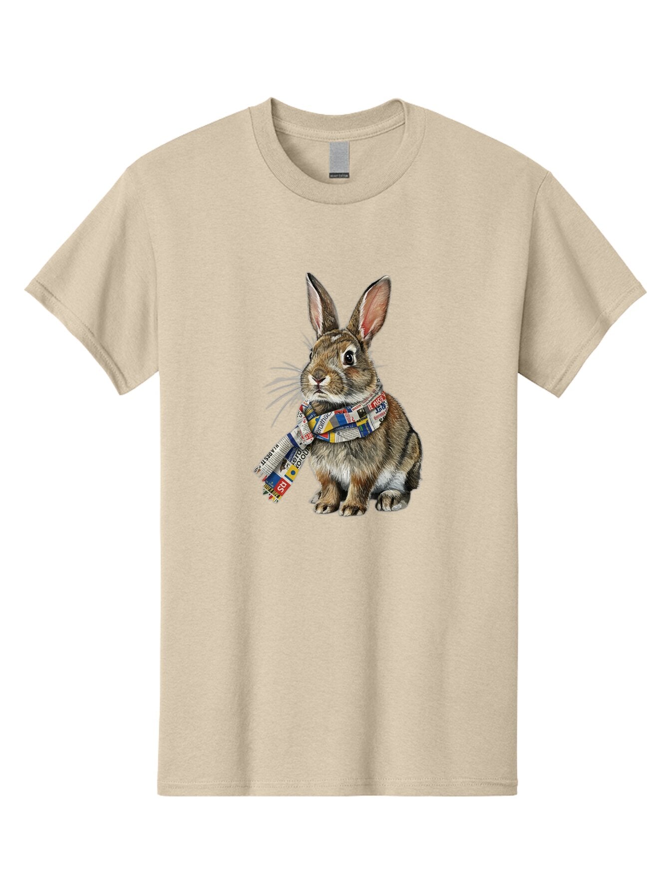 Rabbit-With-News-Scarf Men'S Graphic Tee, 100% Cotton, Comfortable Casual Summer Wear, Machine Washable, Vintage Camera, Old Camera, Antique Camera, Black Camera, Classic Photography, Photography Equipment, Nostalgic Device, Film Camera, Ban244 12