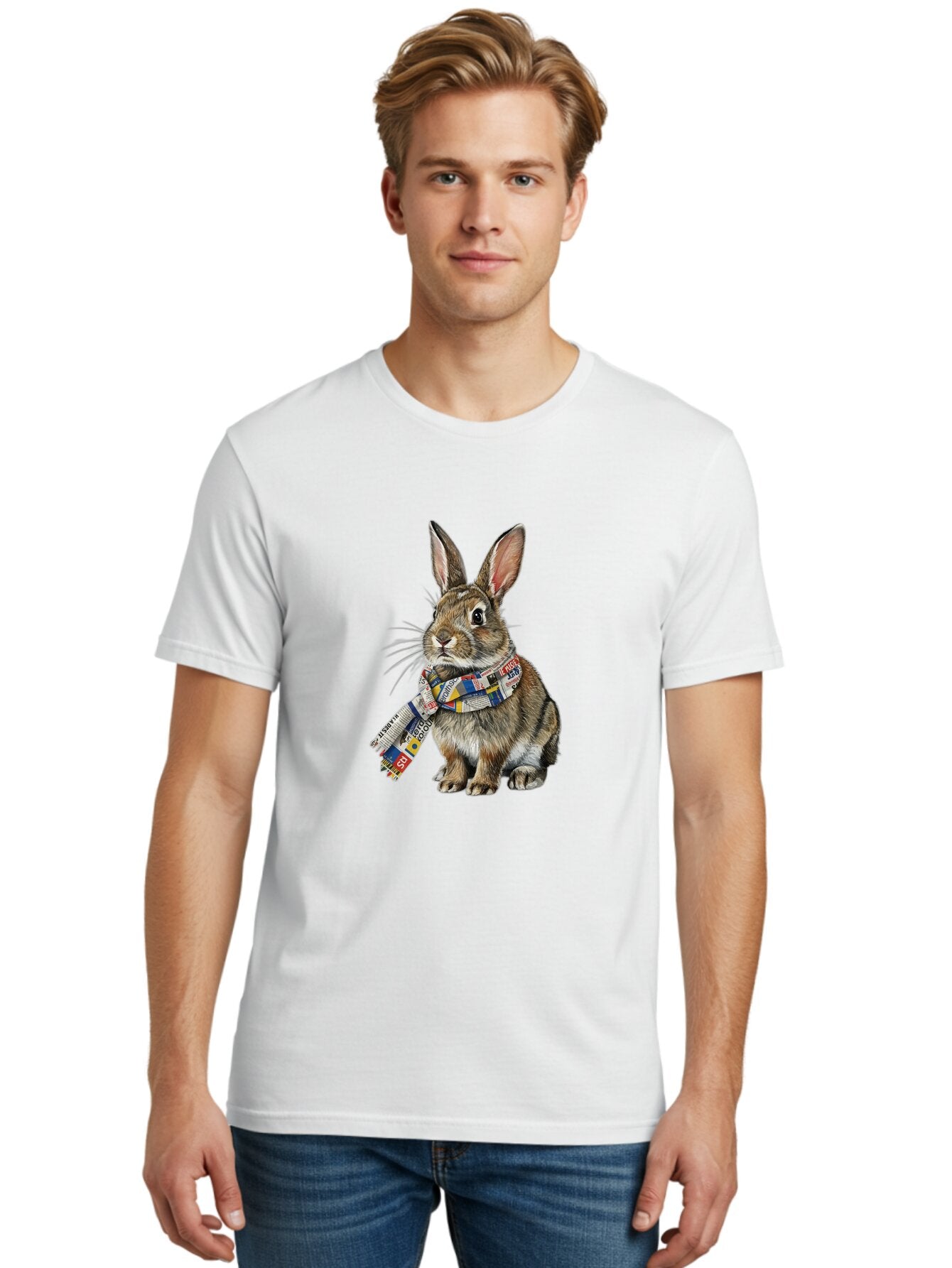 Rabbit-With-News-Scarf Men'S Graphic Tee, 100% Cotton, Comfortable Casual Summer Wear, Machine Washable, Vintage Camera, Old Camera, Antique Camera, Black Camera, Classic Photography, Photography Equipment, Nostalgic Device, Film Camera, Ban244 19