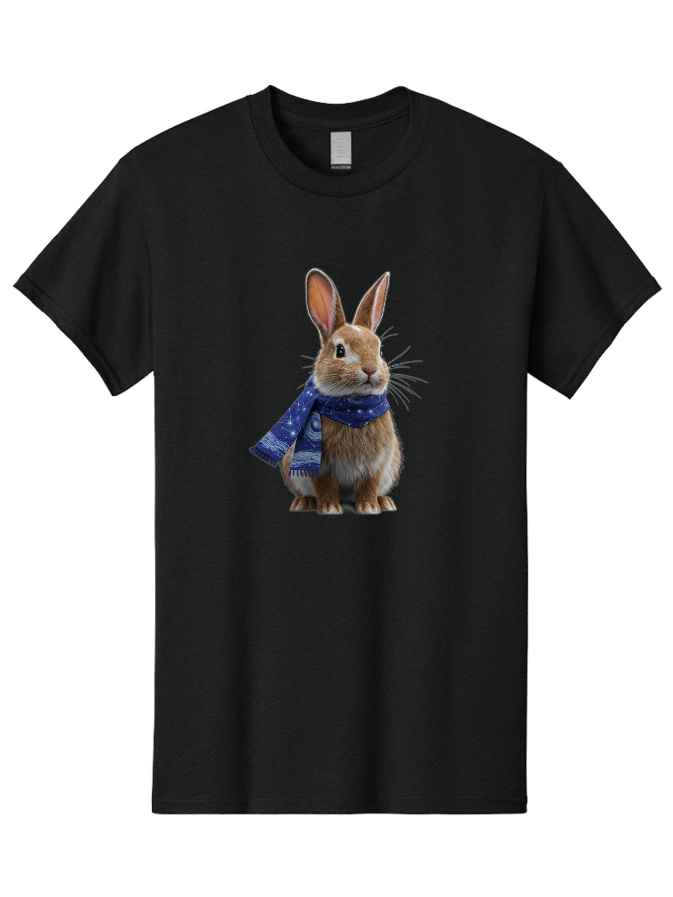 Rabbit-With-Starry-Night-Scarf Men'S Graphic Tee, 100% Cotton, Comfortable Casual Summer Wear, Machine Washable, Vintage Camera, Old Camera, Antique Camera, Black Camera, Classic Photography, Photography Equipment, Nostalgic Device, Ban245 3