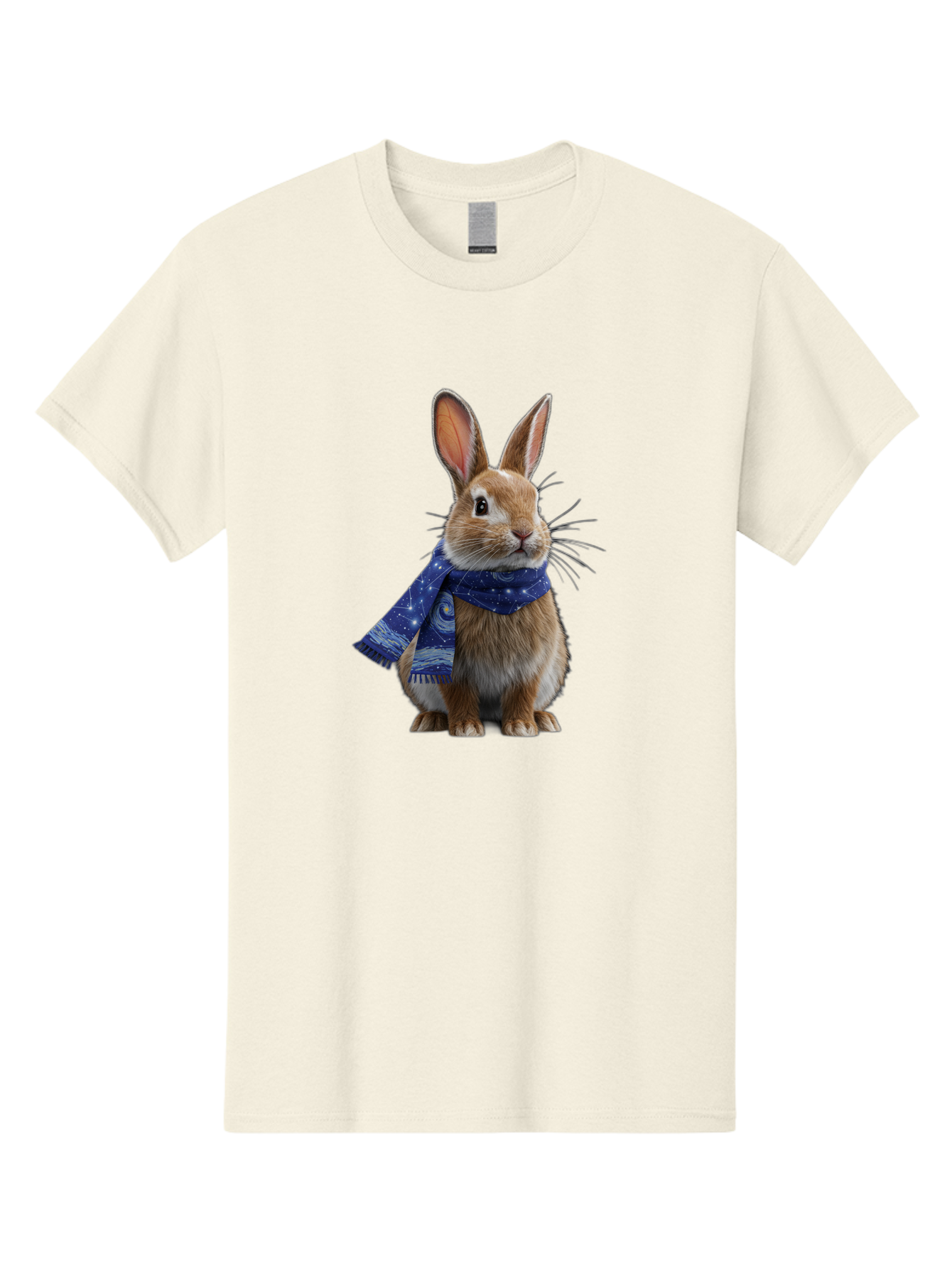 Rabbit-With-Starry-Night-Scarf Men'S Graphic Tee, 100% Cotton, Comfortable Casual Summer Wear, Machine Washable, Vintage Camera, Old Camera, Antique Camera, Black Camera, Classic Photography, Photography Equipment, Nostalgic Device, Ban245