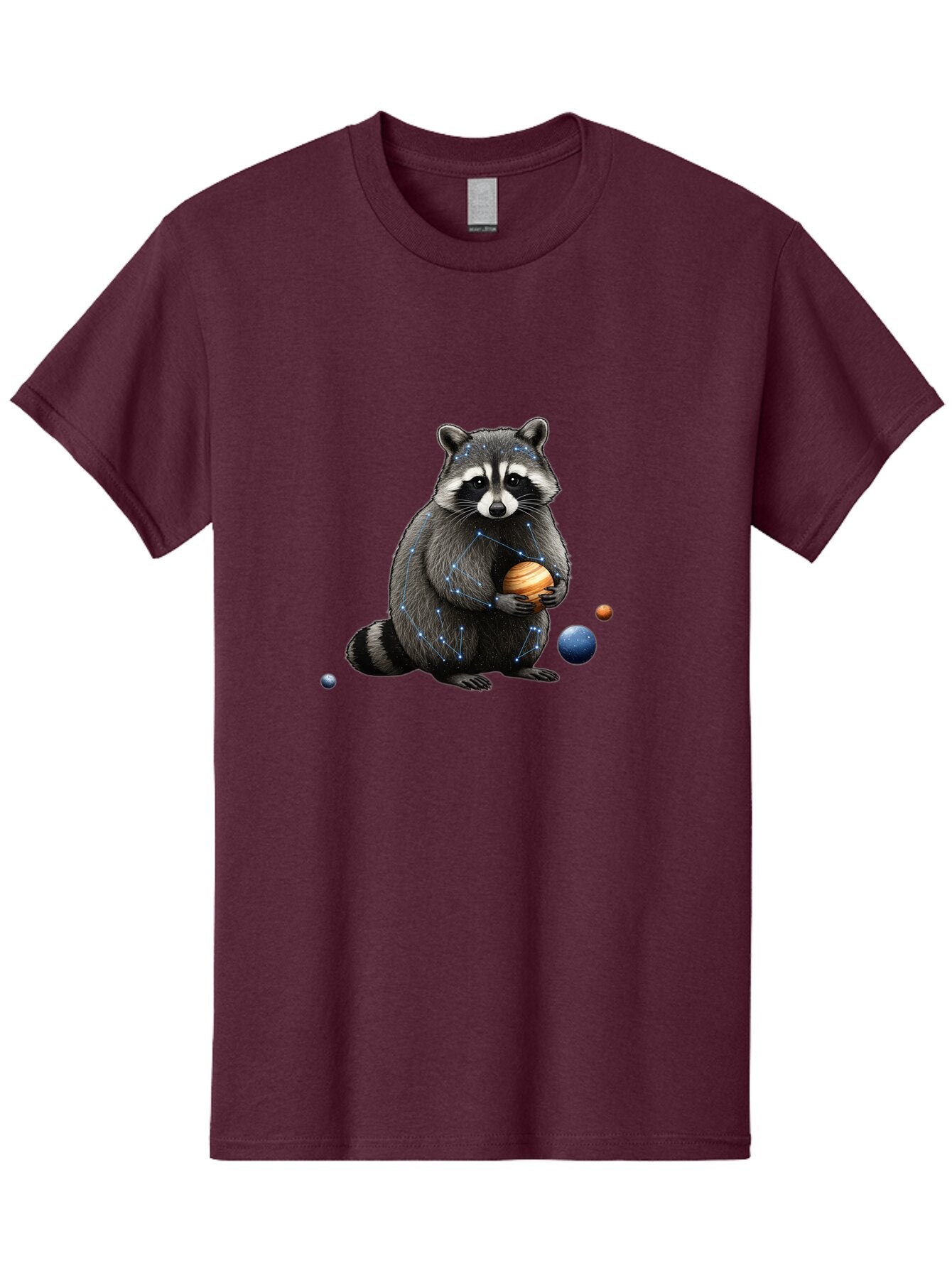 Raccoon-Holding-Planet Men'S Graphic Tee, 100% Cotton, Comfortable Casual Summer Wear, Machine Washable, Vintage Camera, Old Camera, Antique Camera, Black Camera, Classic Photography, Photography Equipment, Nostalgic Device, Film Camera, Ban250