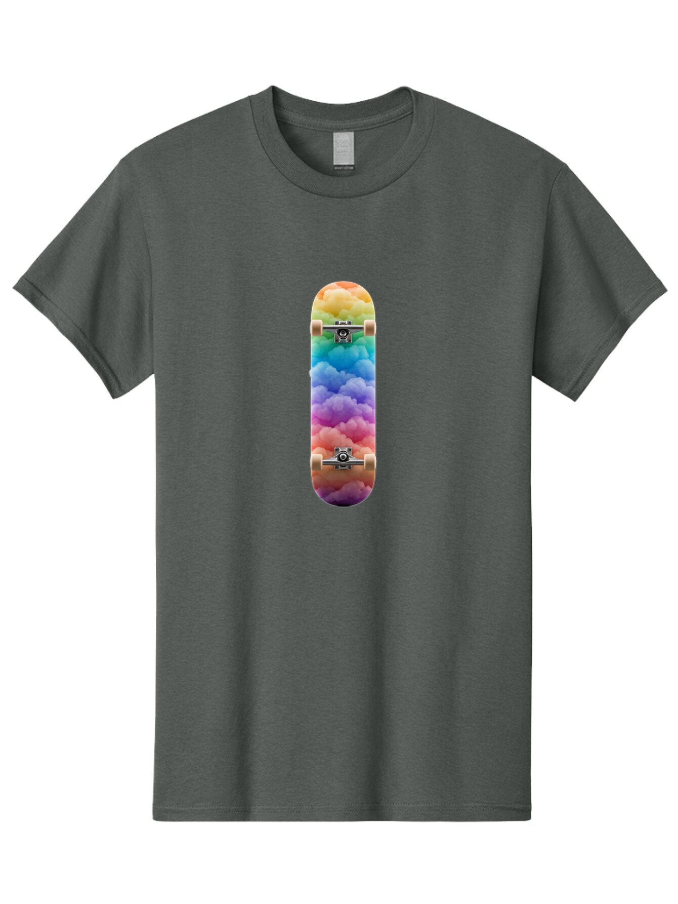 Rainbow-Clouds-Skateboard Men'S Graphic Tee, 100% Cotton, Comfortable Casual Summer Wear, Machine Washable, Vintage Camera, Old Camera, Antique Camera, Black Camera, Classic Photography, Photography Equipment, Nostalgic Device, Film Camera, Ban261 12