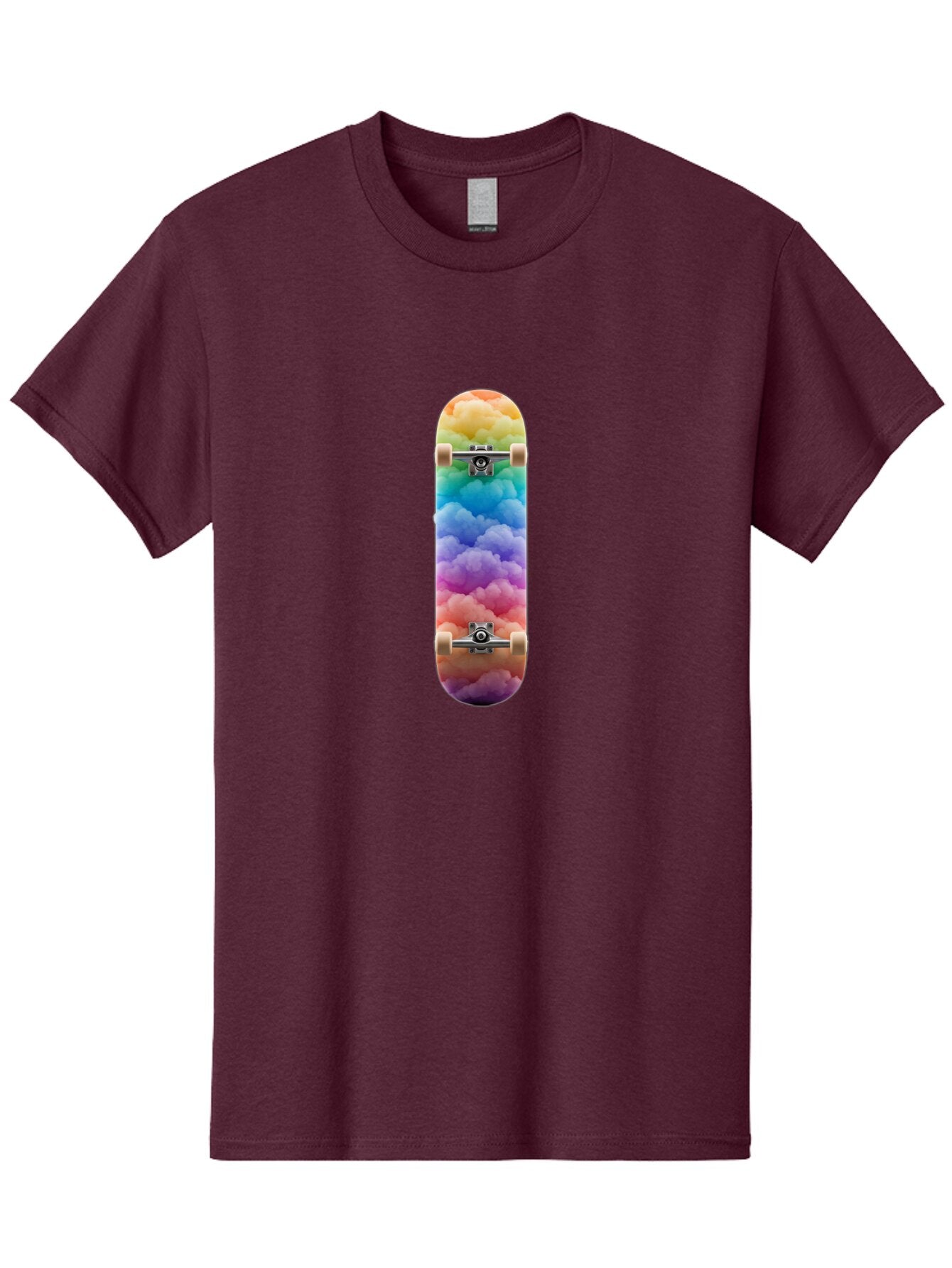 Rainbow-Clouds-Skateboard Men'S Graphic Tee, 100% Cotton, Comfortable Casual Summer Wear, Machine Washable, Vintage Camera, Old Camera, Antique Camera, Black Camera, Classic Photography, Photography Equipment, Nostalgic Device, Film Camera, Ban261 4
