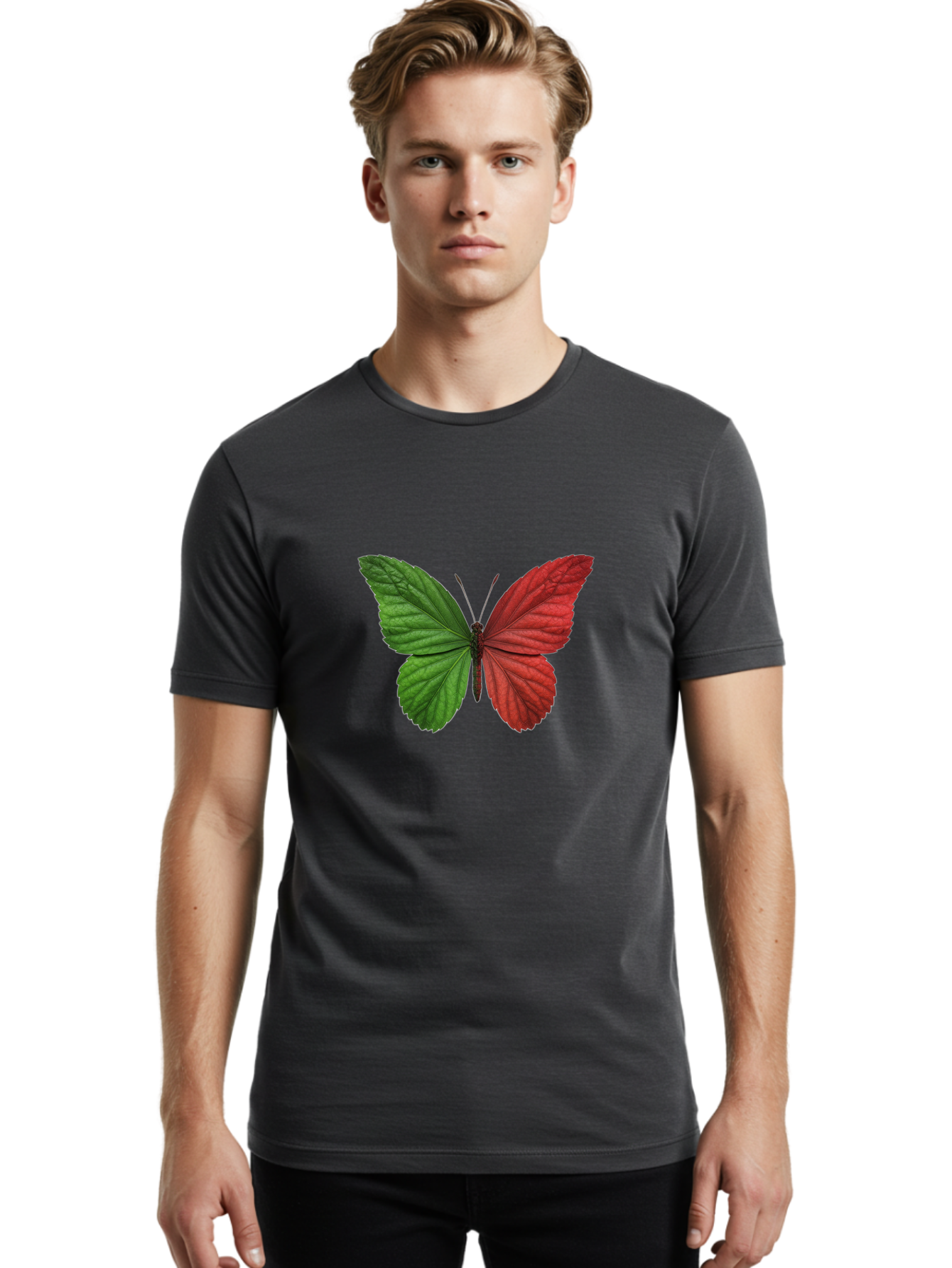 Red-And-Green-Butterfly Men'S Graphic Tee, 100% Cotton, Comfortable Casual Summer Wear, Machine Washable, Vintage Camera, Old Camera, Antique Camera, Black Camera, Classic Photography, Photography Equipment, Nostalgic Device, Film Camera, Ban295 16