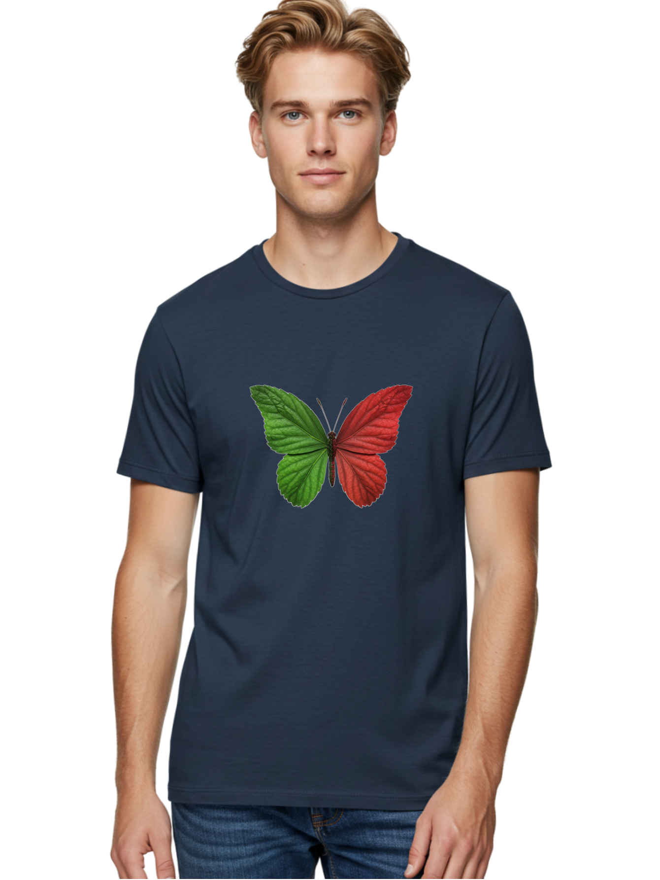 Red-And-Green-Butterfly Men'S Graphic Tee, 100% Cotton, Comfortable Casual Summer Wear, Machine Washable, Vintage Camera, Old Camera, Antique Camera, Black Camera, Classic Photography, Photography Equipment, Nostalgic Device, Film Camera, Ban295 25