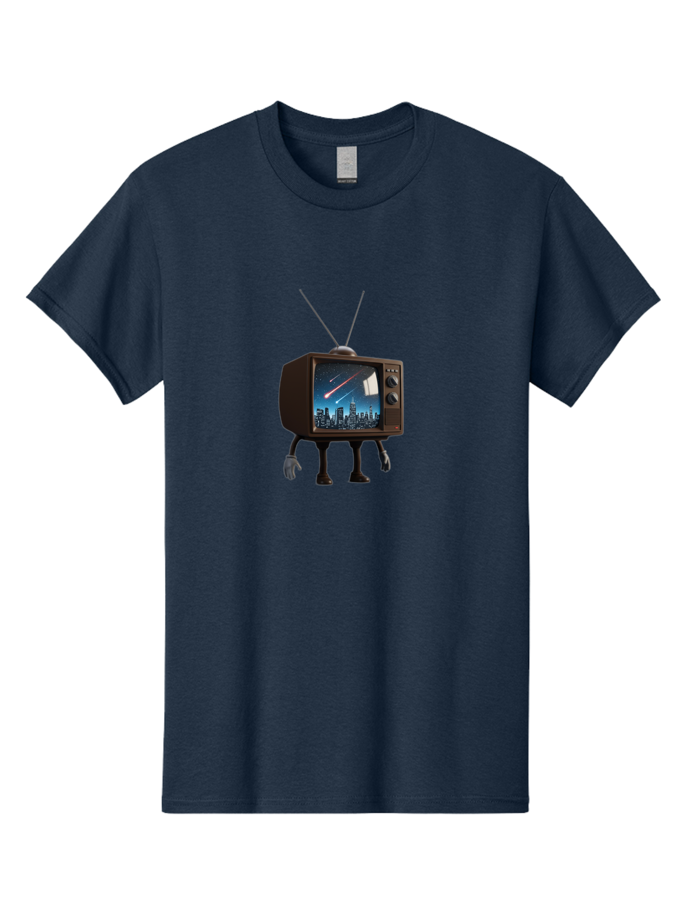Retro-Tv-With-Meteor Men'S Graphic Tee, 100% Cotton, Comfortable Casual Summer Wear, Machine Washable, Vintage Camera, Old Camera, Antique Camera, Black Camera, Classic Photography, Photography Equipment, Nostalgic Device, Film Camera, Ban317