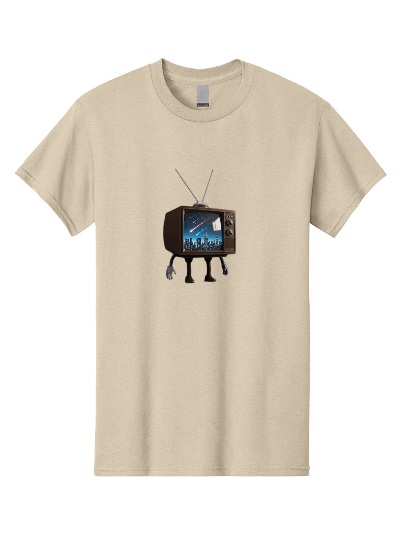 Retro-Tv-With-Meteor Men'S Graphic Tee, 100% Cotton, Comfortable Casual Summer Wear, Machine Washable, Vintage Camera, Old Camera, Antique Camera, Black Camera, Classic Photography, Photography Equipment, Nostalgic Device, Film Camera, Ban317