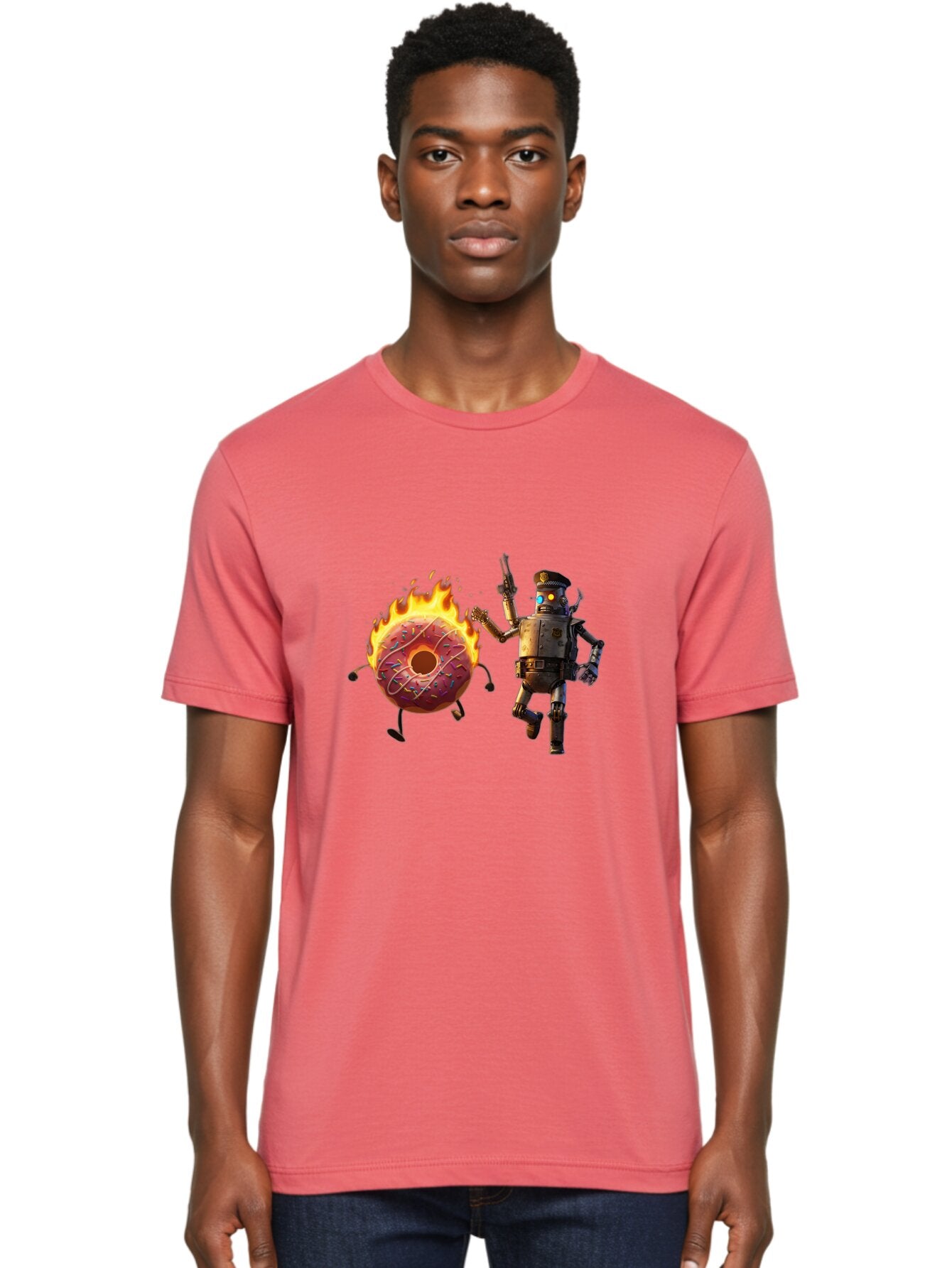 Robot-And-Donut Men'S Graphic Tee, 100% Cotton, Comfortable Casual Summer Wear, Machine Washable, Vintage Camera, Old Camera, Antique Camera, Black Camera, Classic Photography, Photography Equipment, Nostalgic Device, Film Camera, Camera Art Ban324 24