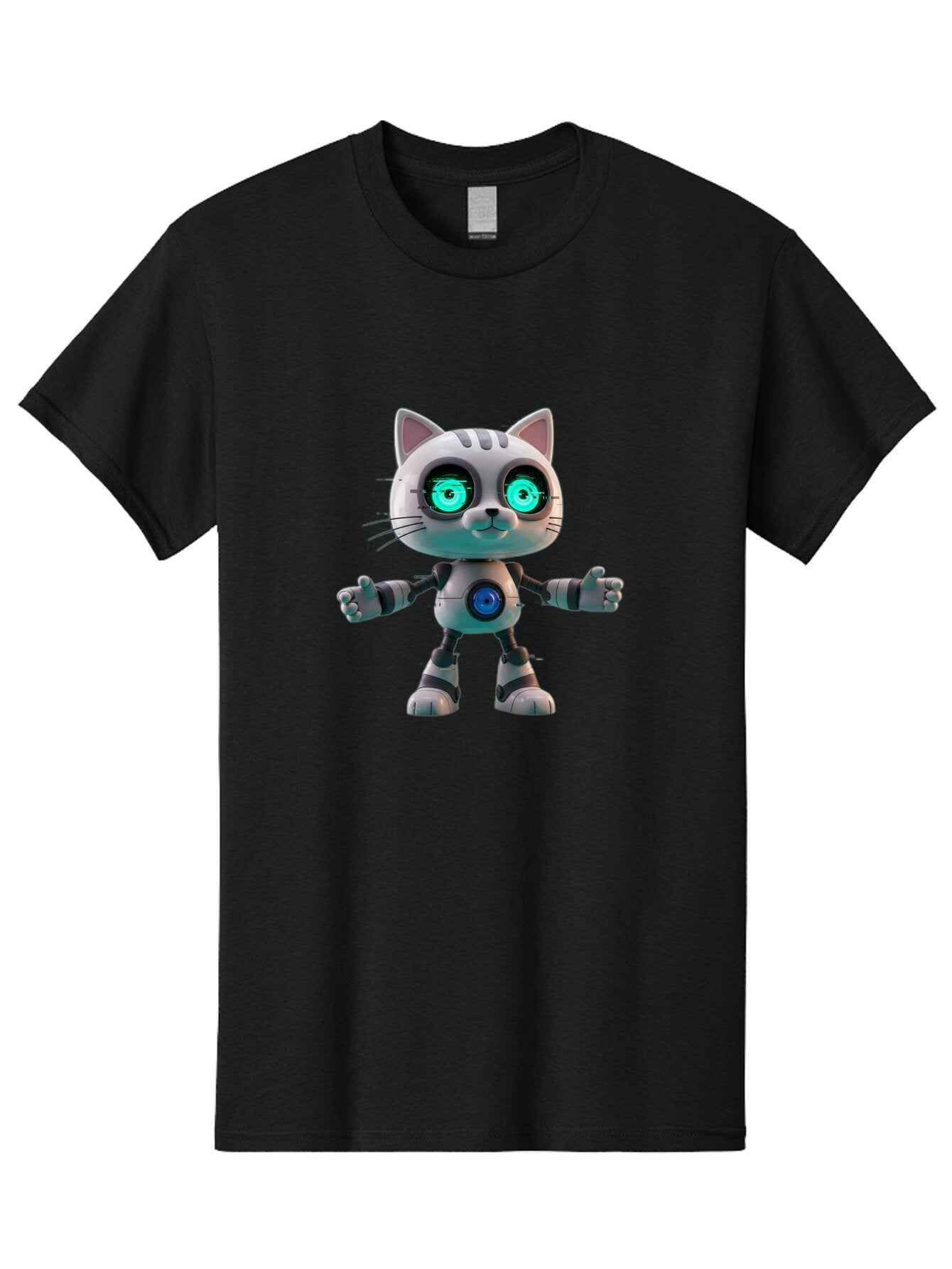 Robot-Cat-2 Men'S Graphic Tee, 100% Cotton, Comfortable Casual Summer Wear, Machine Washable, Vintage Camera, Old Camera, Antique Camera, Black Camera, Classic Photography, Photography Equipment, Nostalgic Device, Film Camera, Camera Art Ban327 3