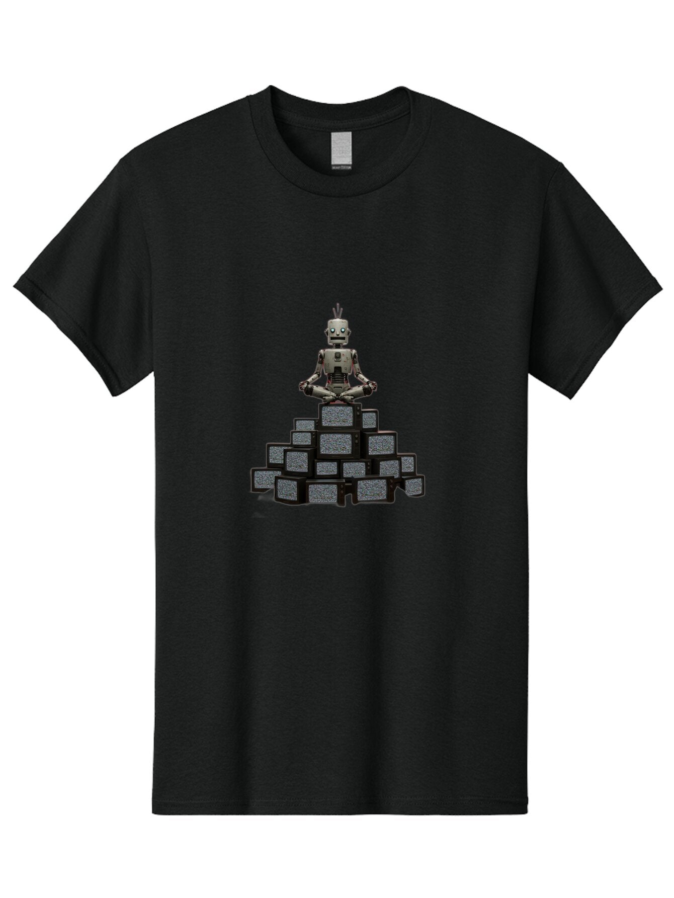 Robot-In-Meditation-Pose-1 Men'S Graphic Tee, 100% Cotton, Comfortable Casual Summer Wear, Machine Washable, Vintage Camera, Old Camera, Antique Camera, Black Camera, Classic Photography, Photography Equipment, Nostalgic Device, Film Camera, Ban341 13