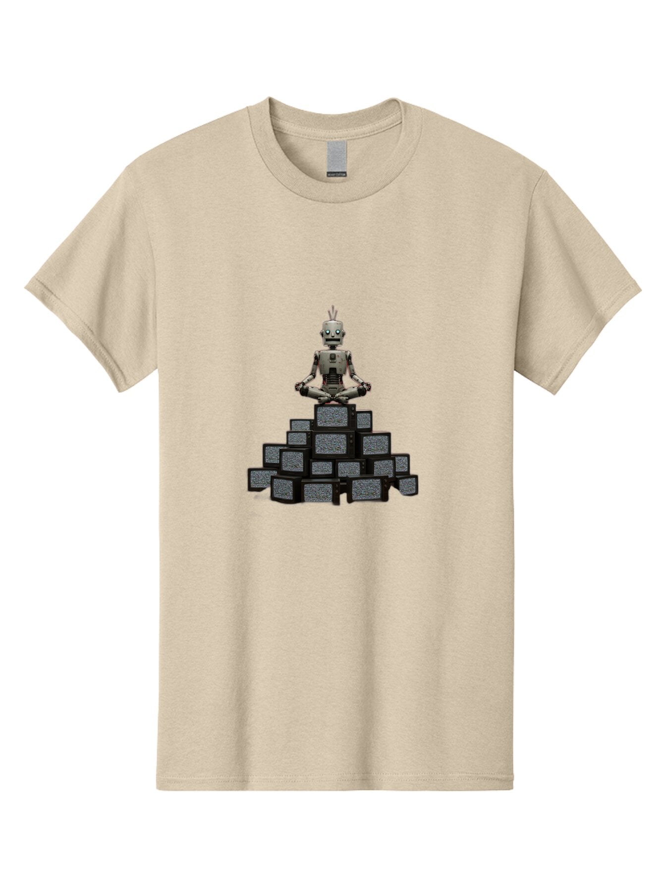 Robot-In-Meditation-Pose-1 Men'S Graphic Tee, 100% Cotton, Comfortable Casual Summer Wear, Machine Washable, Vintage Camera, Old Camera, Antique Camera, Black Camera, Classic Photography, Photography Equipment, Nostalgic Device, Film Camera, Ban341 12