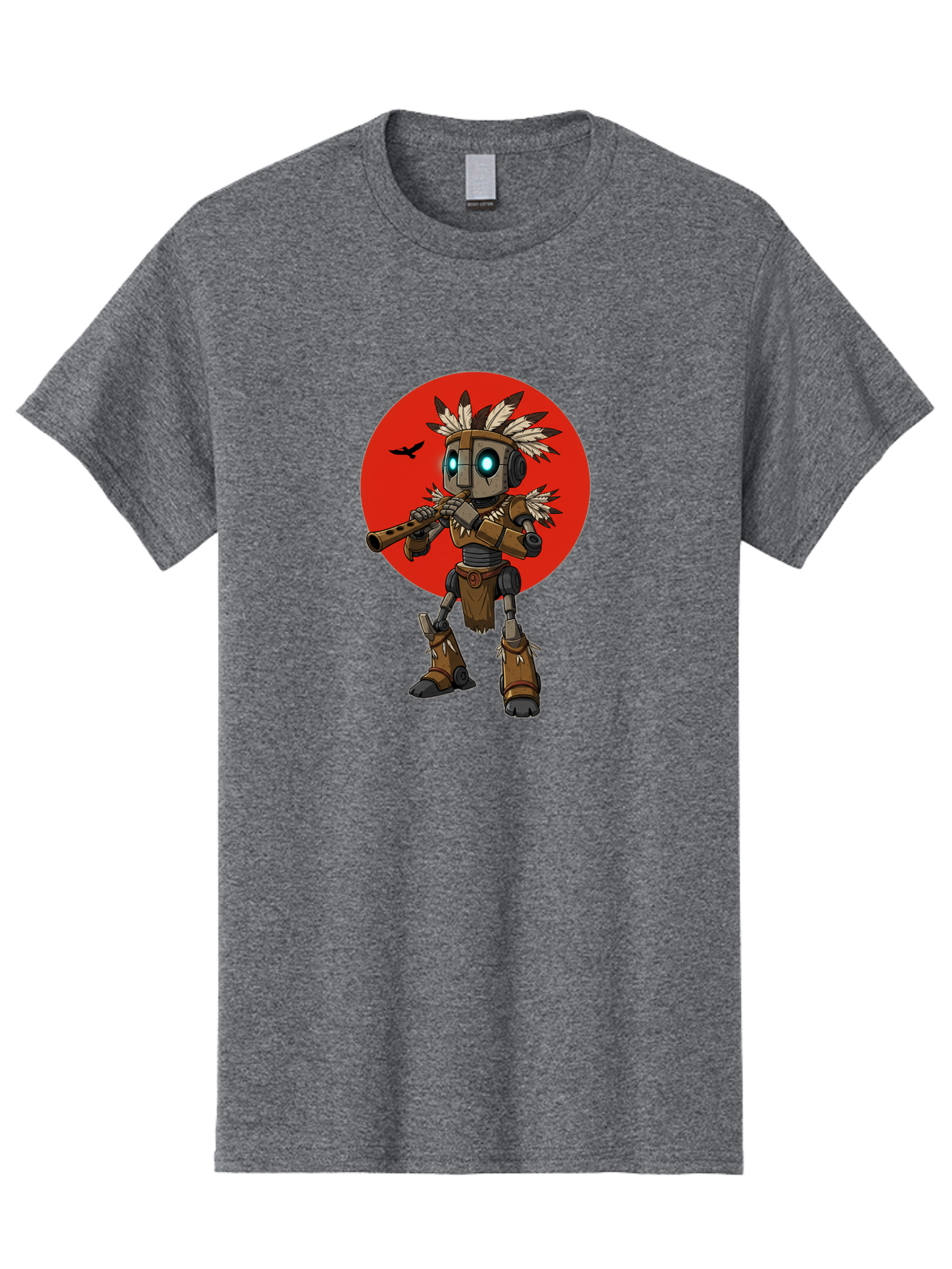 Robot-In-Native-Headdress Men'S Graphic Tee, 100% Cotton, Comfortable Casual Summer Wear, Machine Washable, Vintage Camera, Old Camera, Antique Camera, Black Camera, Classic Photography, Photography Equipment, Nostalgic Device, Film Camera, Ban343