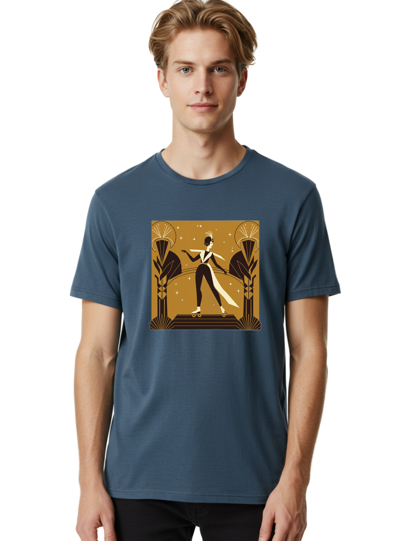 Roller-Skater-Art-Deco-Style Men'S Graphic Tee, 100% Cotton, Comfortable Casual Summer Wear, Machine Washable, Vintage Camera, Old Camera, Antique Camera, Black Camera, Classic Photography, Photography Equipment, Nostalgic Device, Film Camera, Ban359 25