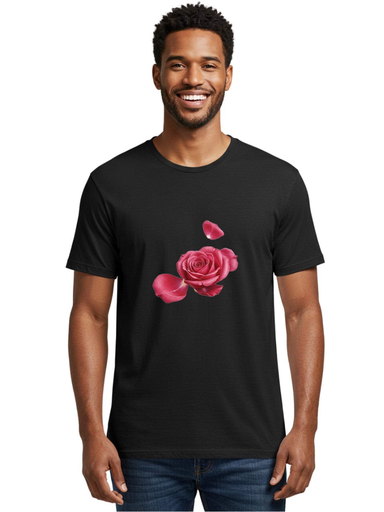 Rose-With-Falling-Petals Men'S Graphic Tee, 100% Cotton, Comfortable Casual Summer Wear, Machine Washable, Vintage Camera, Old Camera, Antique Camera, Black Camera, Classic Photography, Photography Equipment, Nostalgic Device, Film Camera, Ban363 20