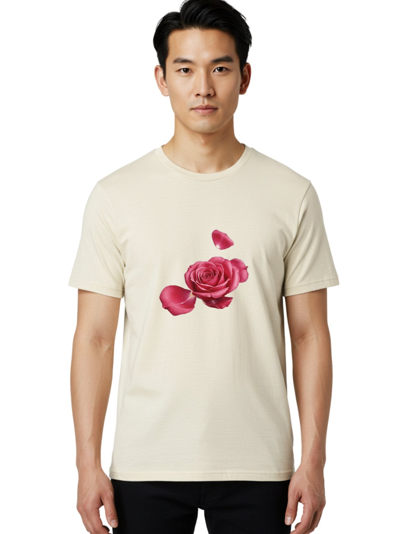 Rose-With-Falling-Petals Men'S Graphic Tee, 100% Cotton, Comfortable Casual Summer Wear, Machine Washable, Vintage Camera, Old Camera, Antique Camera, Black Camera, Classic Photography, Photography Equipment, Nostalgic Device, Film Camera, Ban363 19