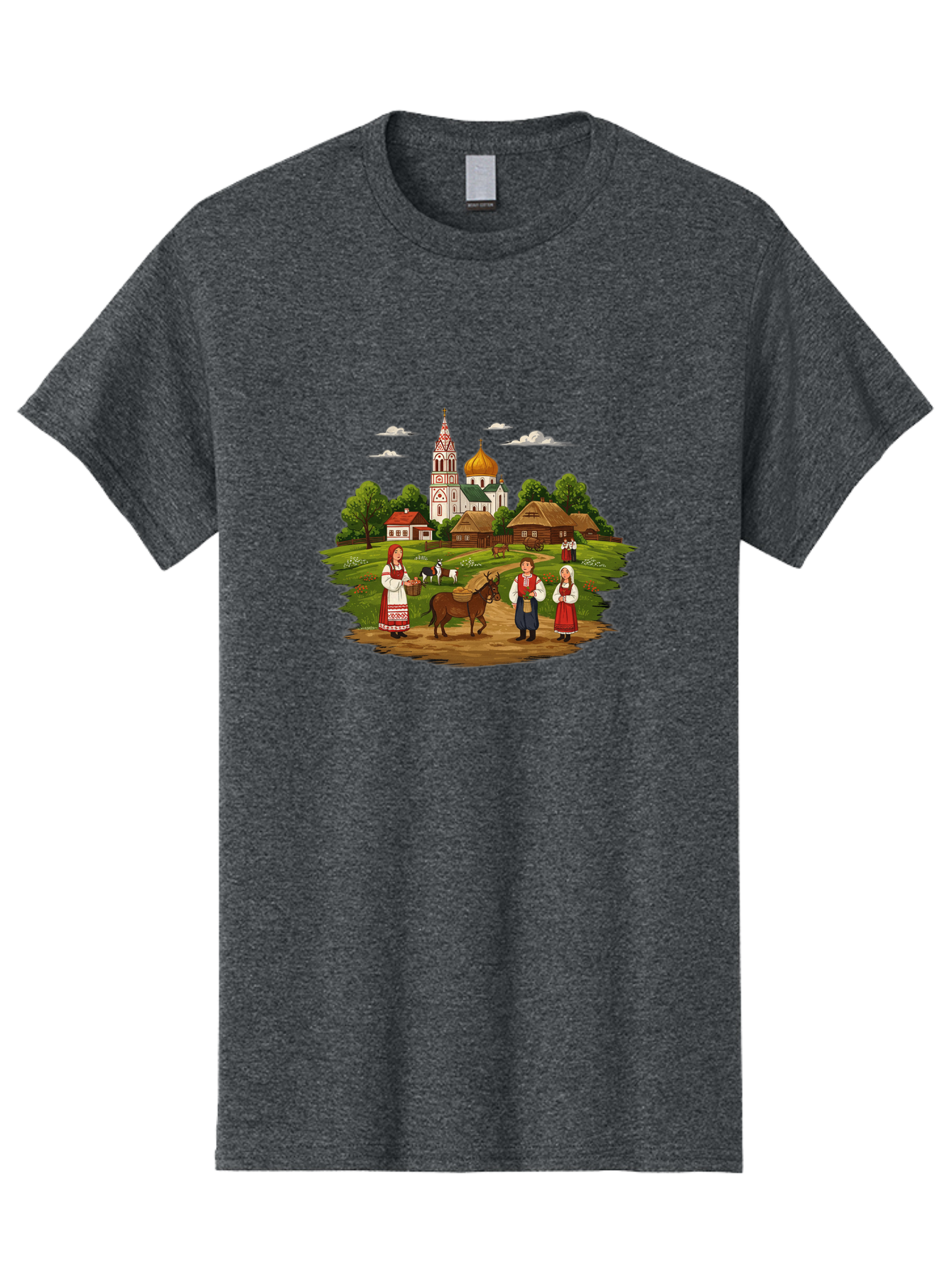 Russian-Village-Scene Men'S Graphic Tee, 100% Cotton, Comfortable Casual Summer Wear, Machine Washable, Vintage Camera, Old Camera, Antique Camera, Black Camera, Classic Photography, Photography Equipment, Nostalgic Device, Film Camera, Ban384