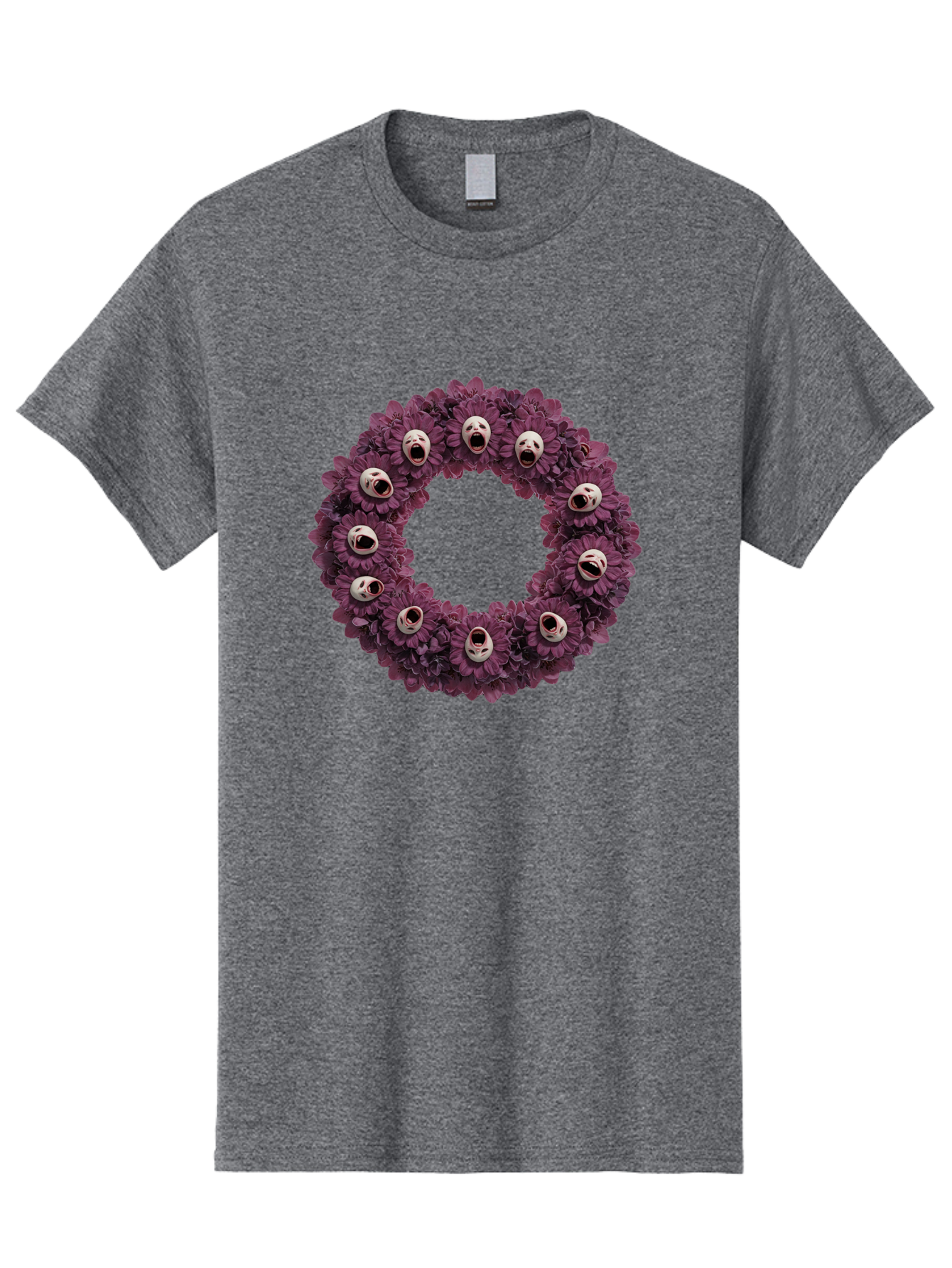 Scream-Faces-Wreath Men'S Graphic Tee, 100% Cotton, Comfortable Casual Summer Wear, Machine Washable, Vintage Camera, Old Camera, Antique Camera, Black Camera, Classic Photography, Photography Equipment, Nostalgic Device, Film Camera, Ban436