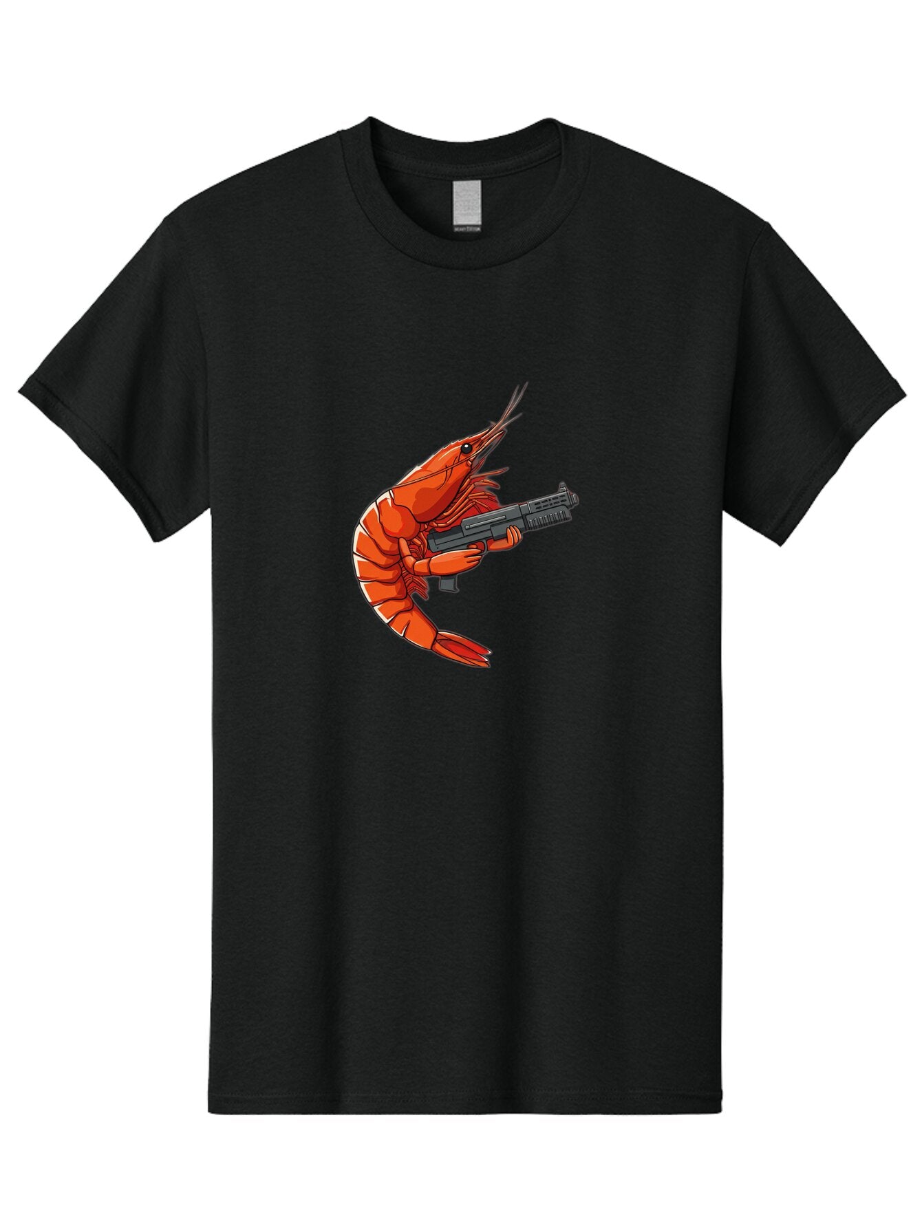 Shrimp-With-Gun-1 Men'S Graphic Tee, 100% Cotton, Comfortable Casual Summer Wear, Machine Washable, Vintage Camera, Old Camera, Antique Camera, Black Camera, Classic Photography, Photography Equipment, Nostalgic Device, Film Camera, Camera Art Ban460 11