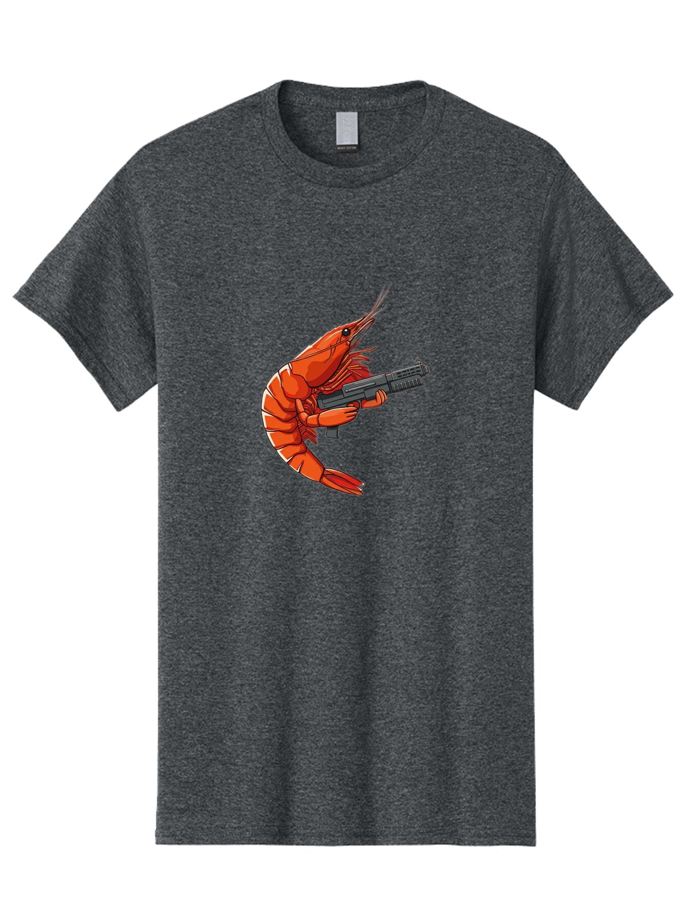 Shrimp-With-Gun-1 Men'S Graphic Tee, 100% Cotton, Comfortable Casual Summer Wear, Machine Washable, Vintage Camera, Old Camera, Antique Camera, Black Camera, Classic Photography, Photography Equipment, Nostalgic Device, Film Camera, Camera Art Ban460