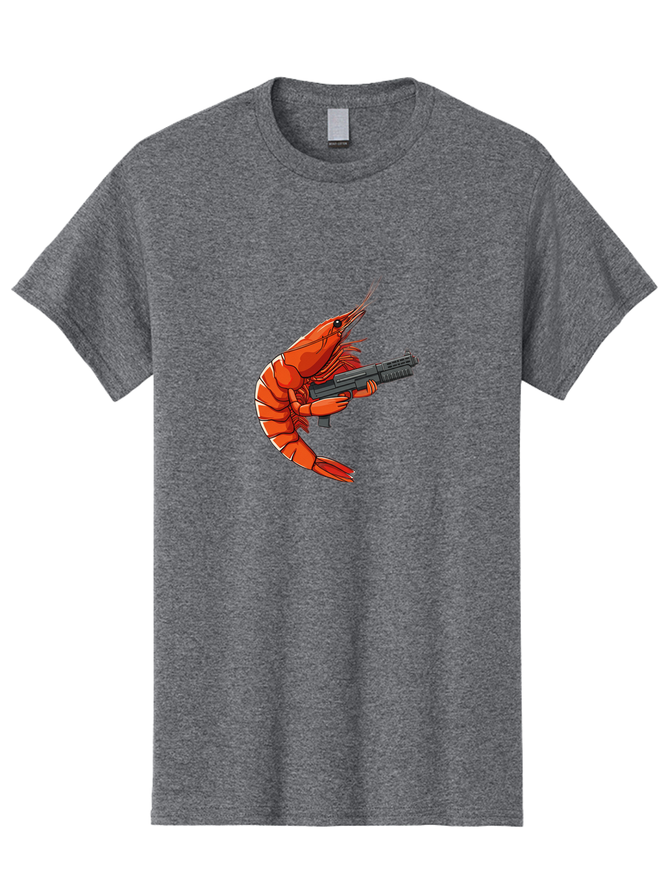 Shrimp-With-Gun-1 Men'S Graphic Tee, 100% Cotton, Comfortable Casual Summer Wear, Machine Washable, Vintage Camera, Old Camera, Antique Camera, Black Camera, Classic Photography, Photography Equipment, Nostalgic Device, Film Camera, Camera Art Ban460