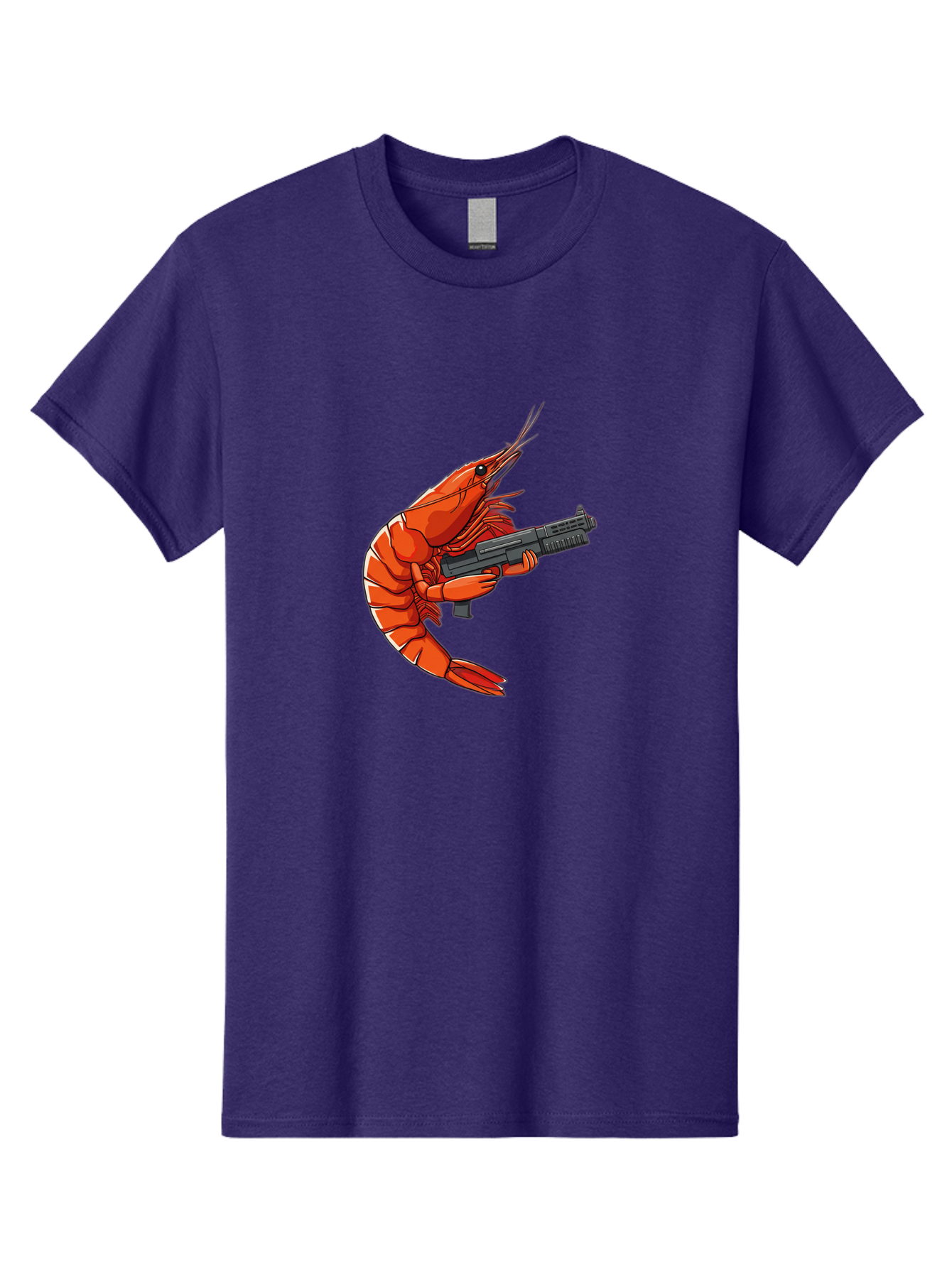 Shrimp-With-Gun-1 Men'S Graphic Tee, 100% Cotton, Comfortable Casual Summer Wear, Machine Washable, Vintage Camera, Old Camera, Antique Camera, Black Camera, Classic Photography, Photography Equipment, Nostalgic Device, Film Camera, Camera Art Ban460