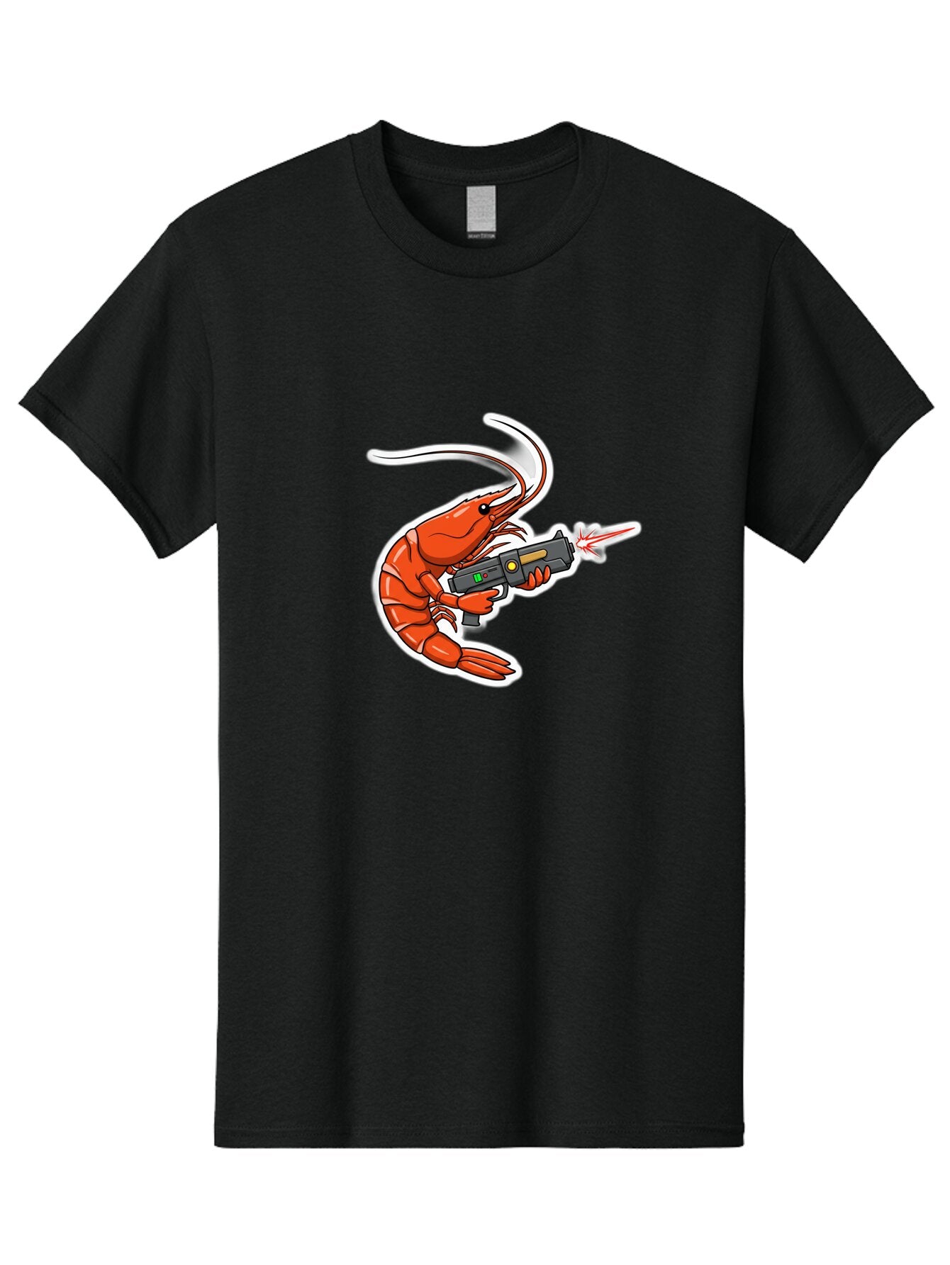 Shrimp-With-Gun-2 Men'S Graphic Tee, 100% Cotton, Comfortable Casual Summer Wear, Machine Washable, Vintage Camera, Old Camera, Antique Camera, Black Camera, Classic Photography, Photography Equipment, Nostalgic Device, Film Camera, Camera Art Ban461 6