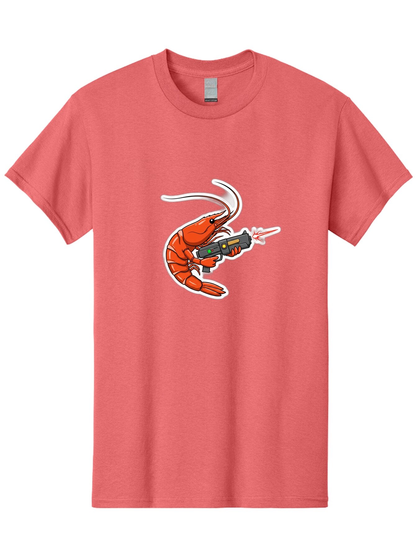 Shrimp-With-Gun-2 Men'S Graphic Tee, 100% Cotton, Comfortable Casual Summer Wear, Machine Washable, Vintage Camera, Old Camera, Antique Camera, Black Camera, Classic Photography, Photography Equipment, Nostalgic Device, Film Camera, Camera Art Ban461