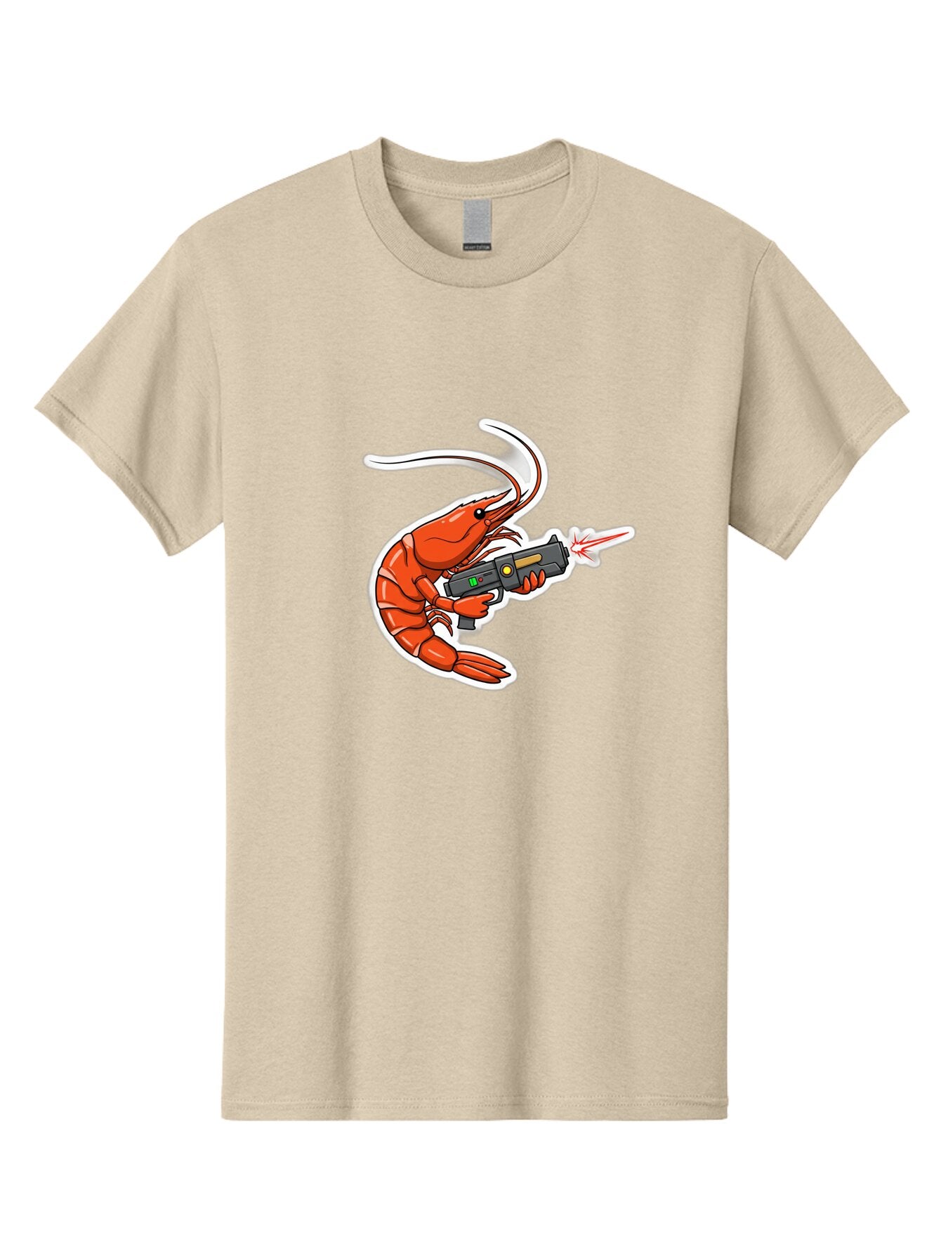 Shrimp-With-Gun-2 Men'S Graphic Tee, 100% Cotton, Comfortable Casual Summer Wear, Machine Washable, Vintage Camera, Old Camera, Antique Camera, Black Camera, Classic Photography, Photography Equipment, Nostalgic Device, Film Camera, Camera Art Ban461 8