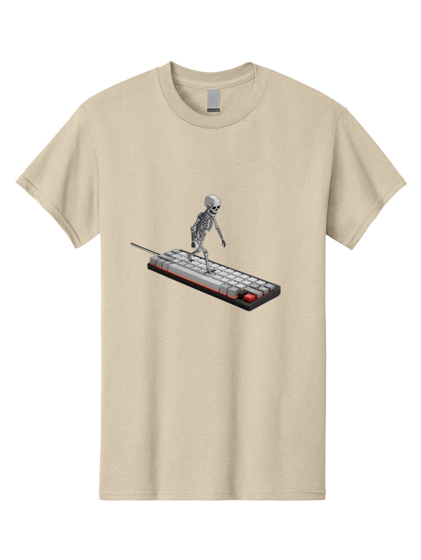 Skeleton-On-Keyboard Men'S Graphic Tee, 100% Cotton, Comfortable Casual Summer Wear, Machine Washable, Vintage Camera, Old Camera, Antique Camera, Black Camera, Classic Photography, Photography Equipment, Nostalgic Device, Film Camera, Ban482