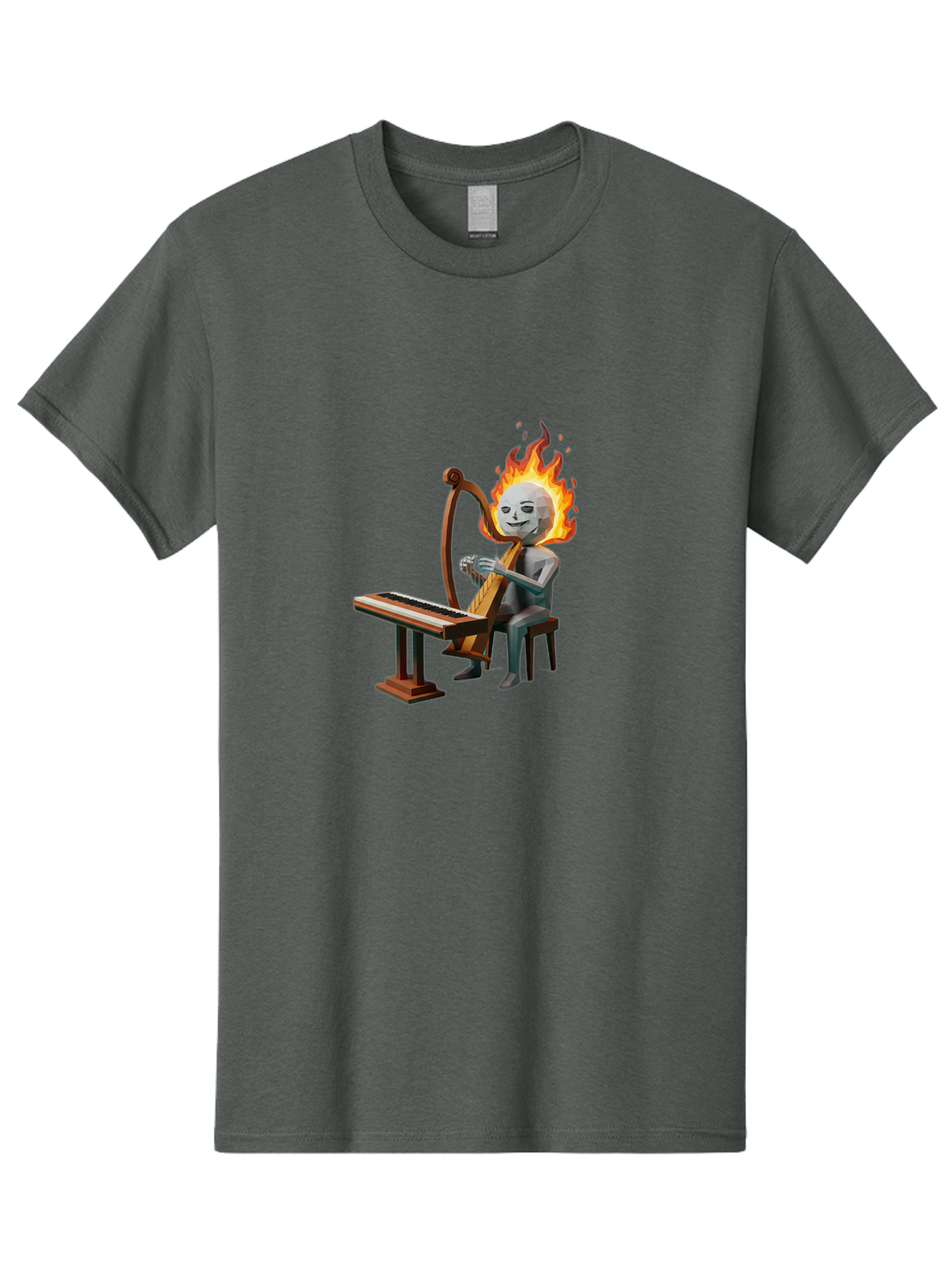 Skeleton-Playing-Lyre Men'S Graphic Tee, 100% Cotton, Comfortable Casual Summer Wear, Machine Washable, Vintage Camera, Old Camera, Antique Camera, Black Camera, Classic Photography, Photography Equipment, Nostalgic Device, Film Camera, Ban483
