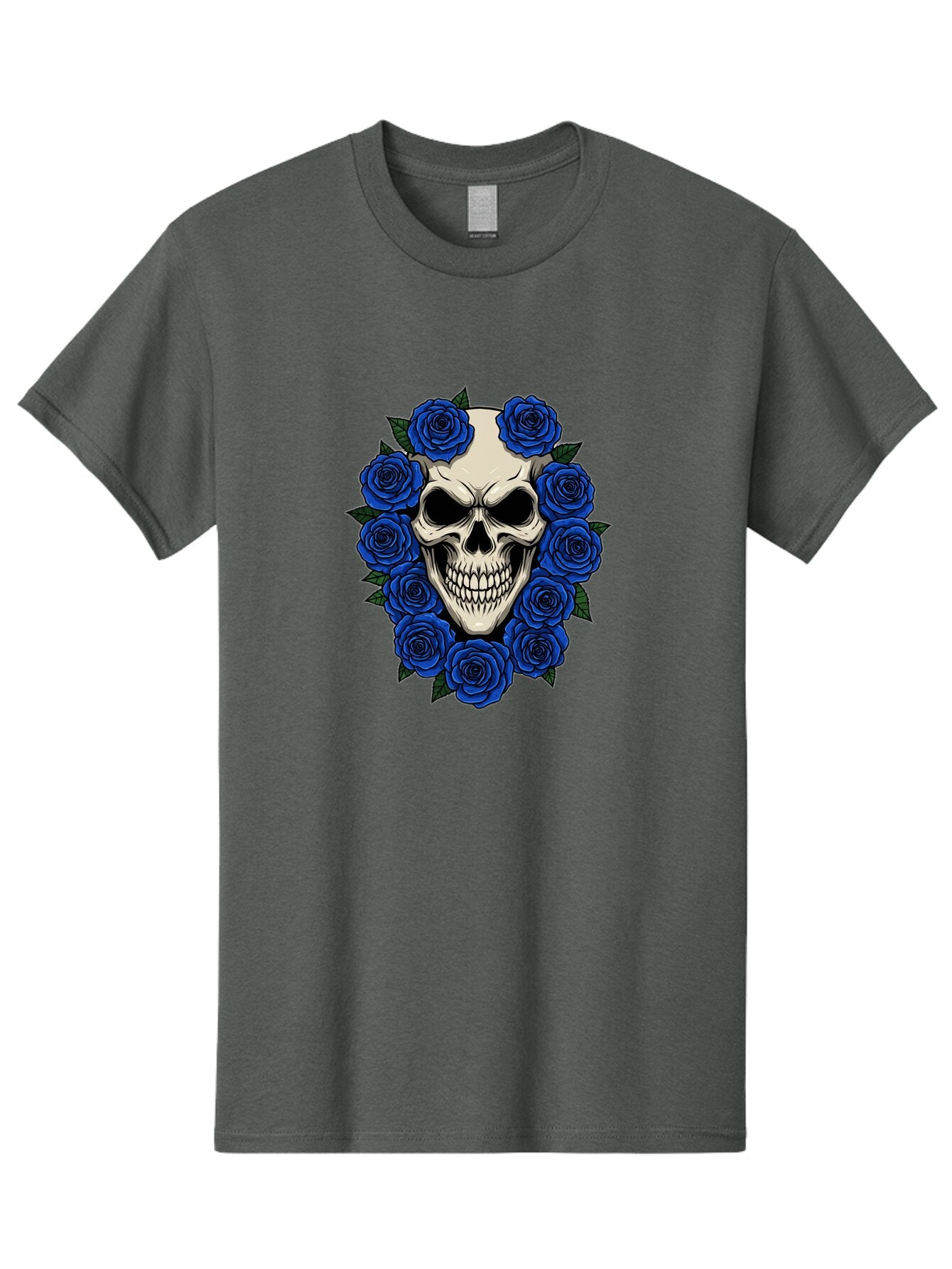 Skull-With-Blue-Roses Men'S Graphic Tee, 100% Cotton, Comfortable Casual Summer Wear, Machine Washable, Vintage Camera, Old Camera, Antique Camera, Black Camera, Classic Photography, Photography Equipment, Nostalgic Device, Film Camera, Ban485