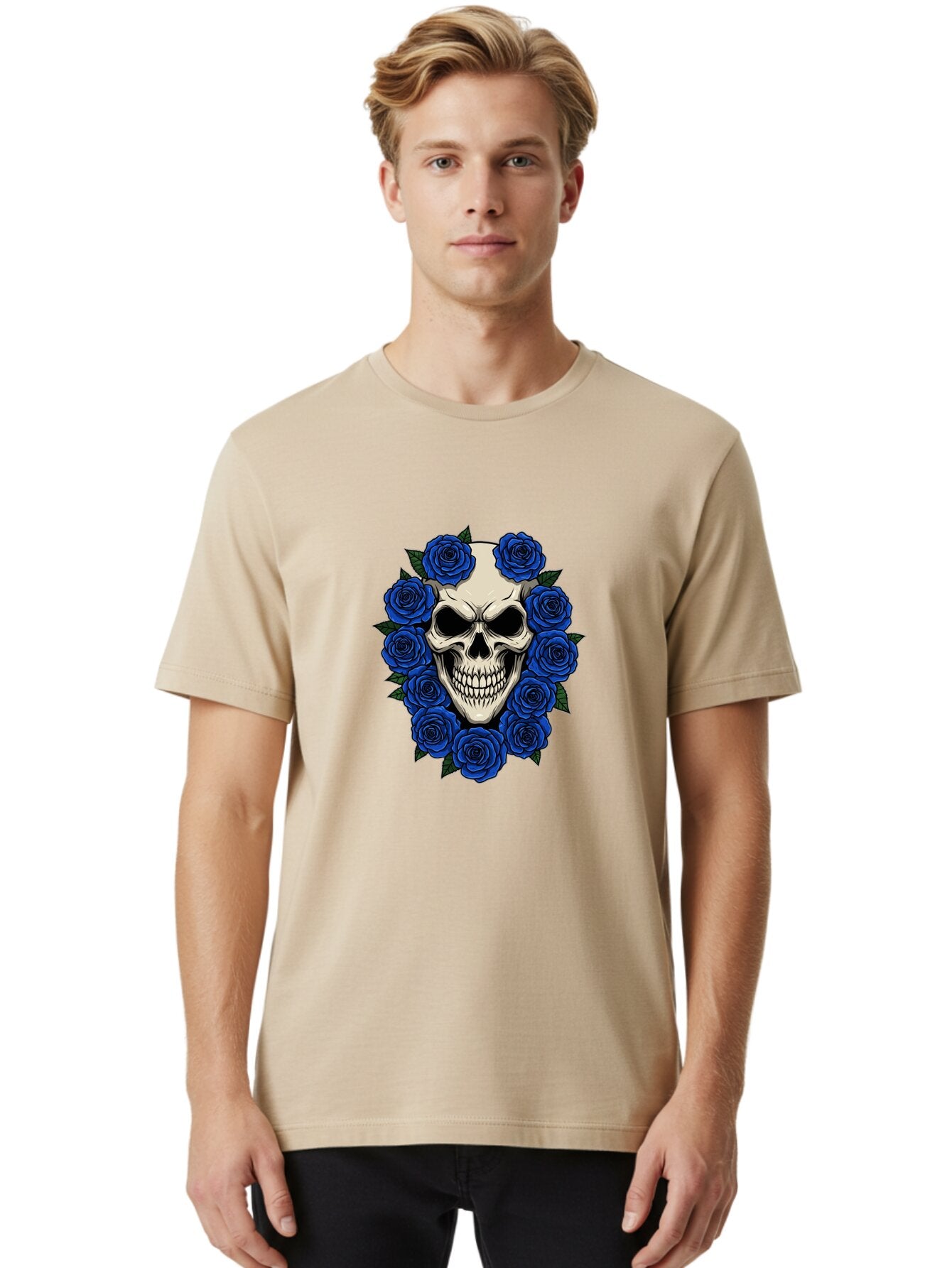 Skull-With-Blue-Roses Men'S Graphic Tee, 100% Cotton, Comfortable Casual Summer Wear, Machine Washable, Vintage Camera, Old Camera, Antique Camera, Black Camera, Classic Photography, Photography Equipment, Nostalgic Device, Film Camera, Ban485 20