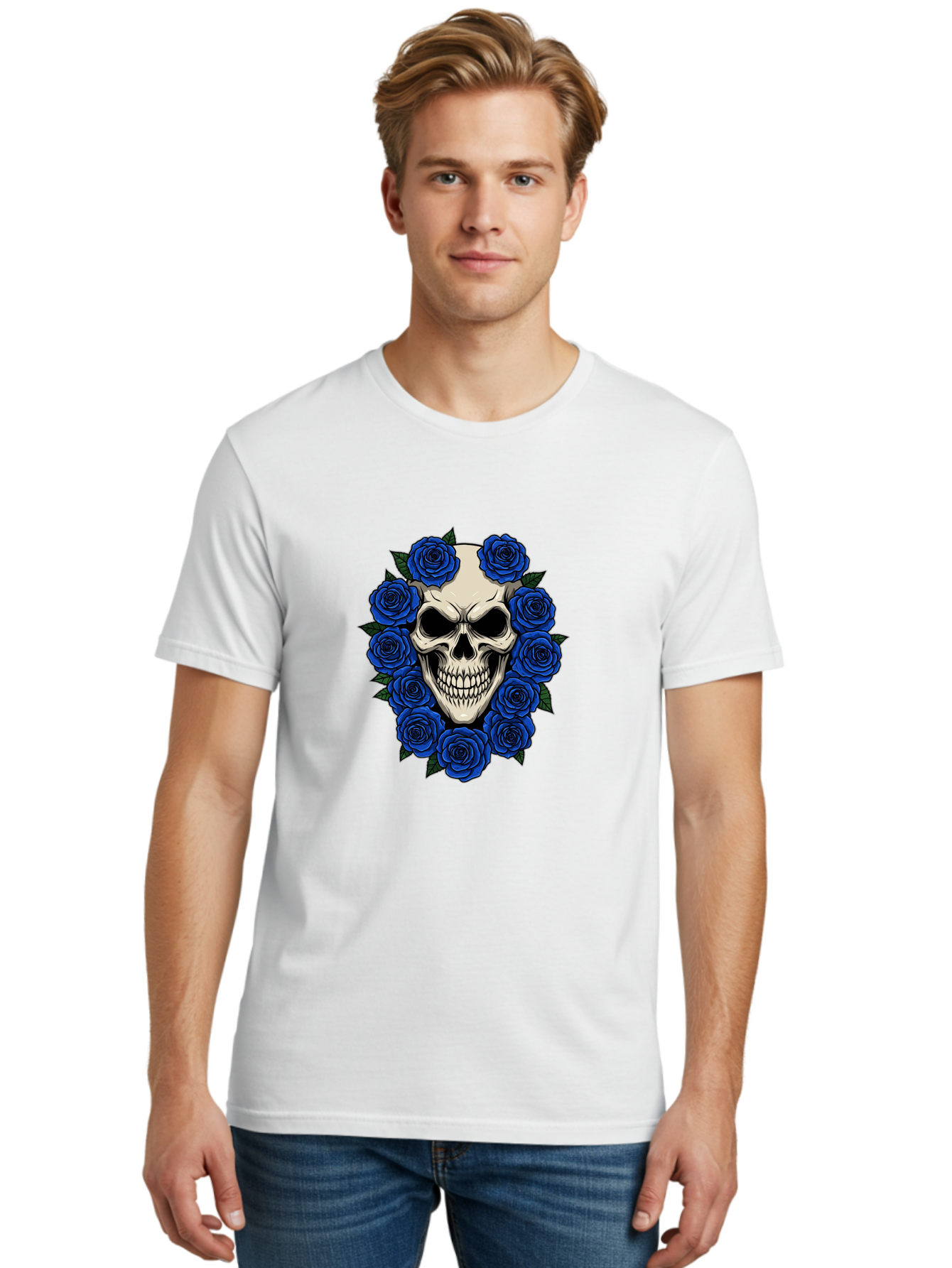 Skull-With-Blue-Roses Men'S Graphic Tee, 100% Cotton, Comfortable Casual Summer Wear, Machine Washable, Vintage Camera, Old Camera, Antique Camera, Black Camera, Classic Photography, Photography Equipment, Nostalgic Device, Film Camera, Ban485 28