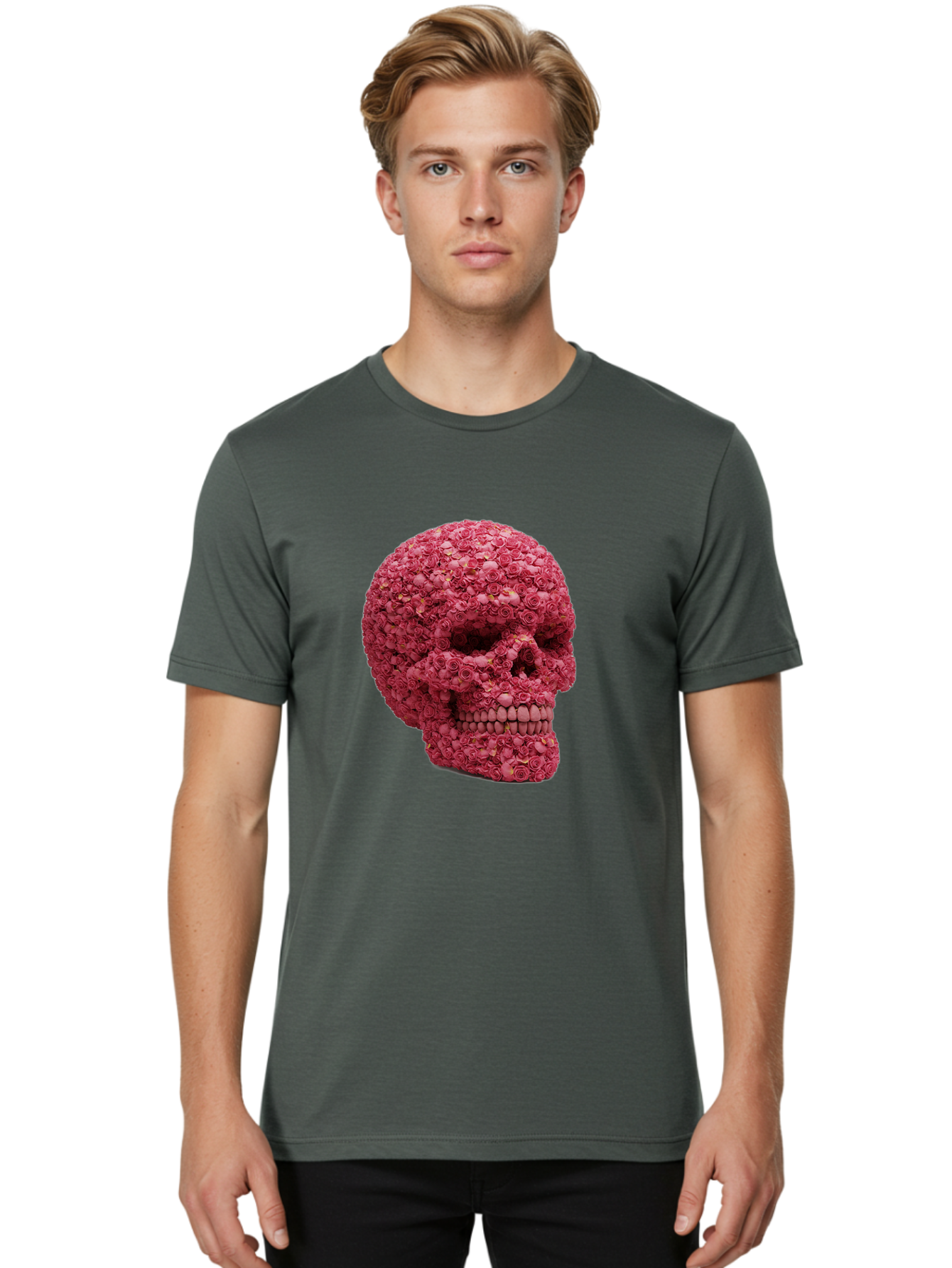 Skull-With-Pink-Roses-2 Men'S Graphic Tee, 100% Cotton, Comfortable Casual Summer Wear, Machine Washable, Vintage Camera, Old Camera, Antique Camera, Black Camera, Classic Photography, Photography Equipment, Nostalgic Device, Film Camera, Ban486 24